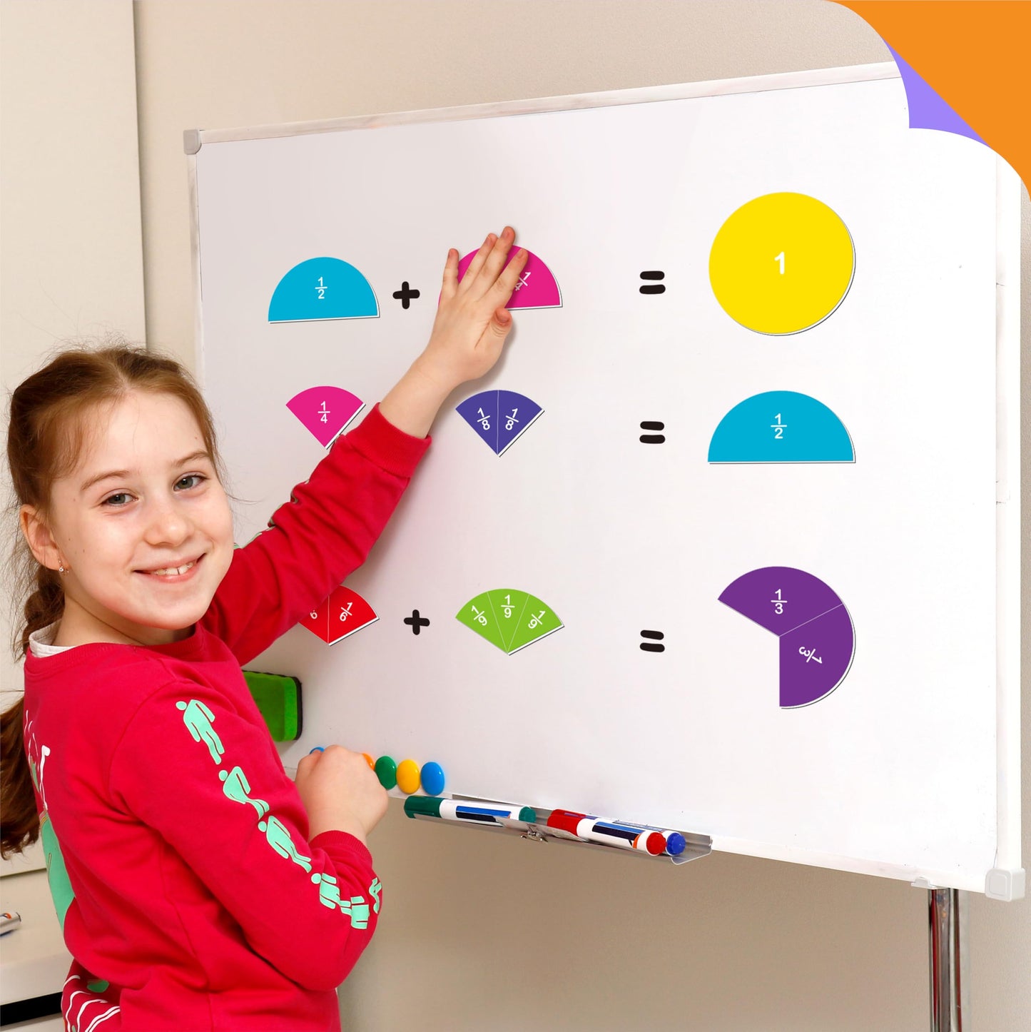 SpriteGru 78 PCS Magnetic Fraction Tiles, Educational Math Learning Manipulatives Set for Preschool Elementary School, Fraction Bar Set Educational Learning Tool Kit for Classroom, School Supplies