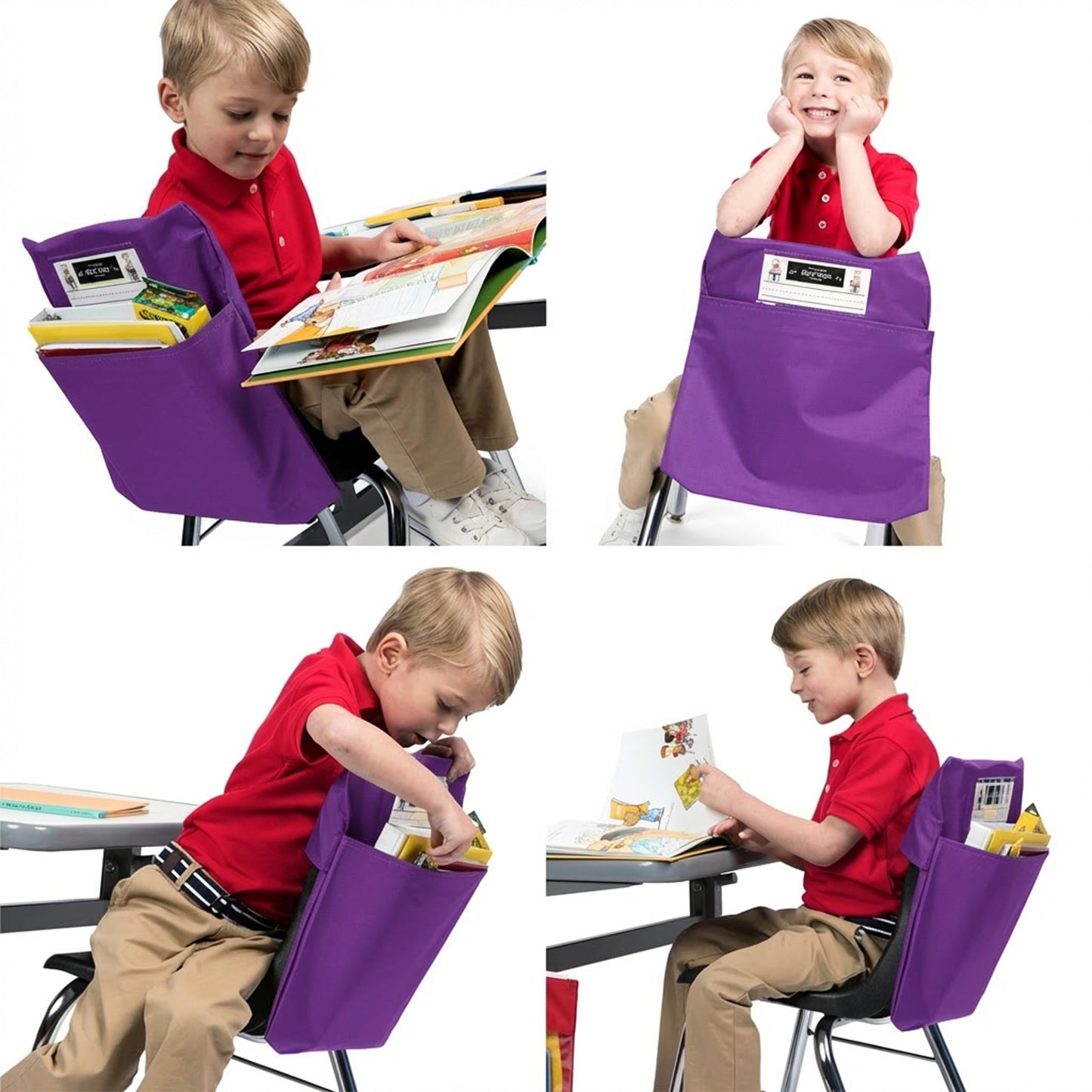 Seat Sack Small Chair Storage Pocket - 12 Inches, Purple - Perfect Organizer for Classroom Chairs, Durable and Spacious Chair Pocket for Classroom Storage and Organization