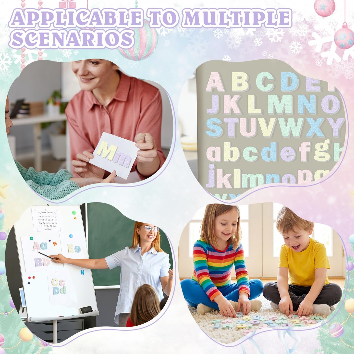 Breling 310 Pieces Felt Letter Bulletin Board Letters Sticker with Number 2" Bulk Self Adhesive ABC Upper Lowercase Sticky Letter for Xmas Gift Bulletin Board Classroom (Macarons Color)