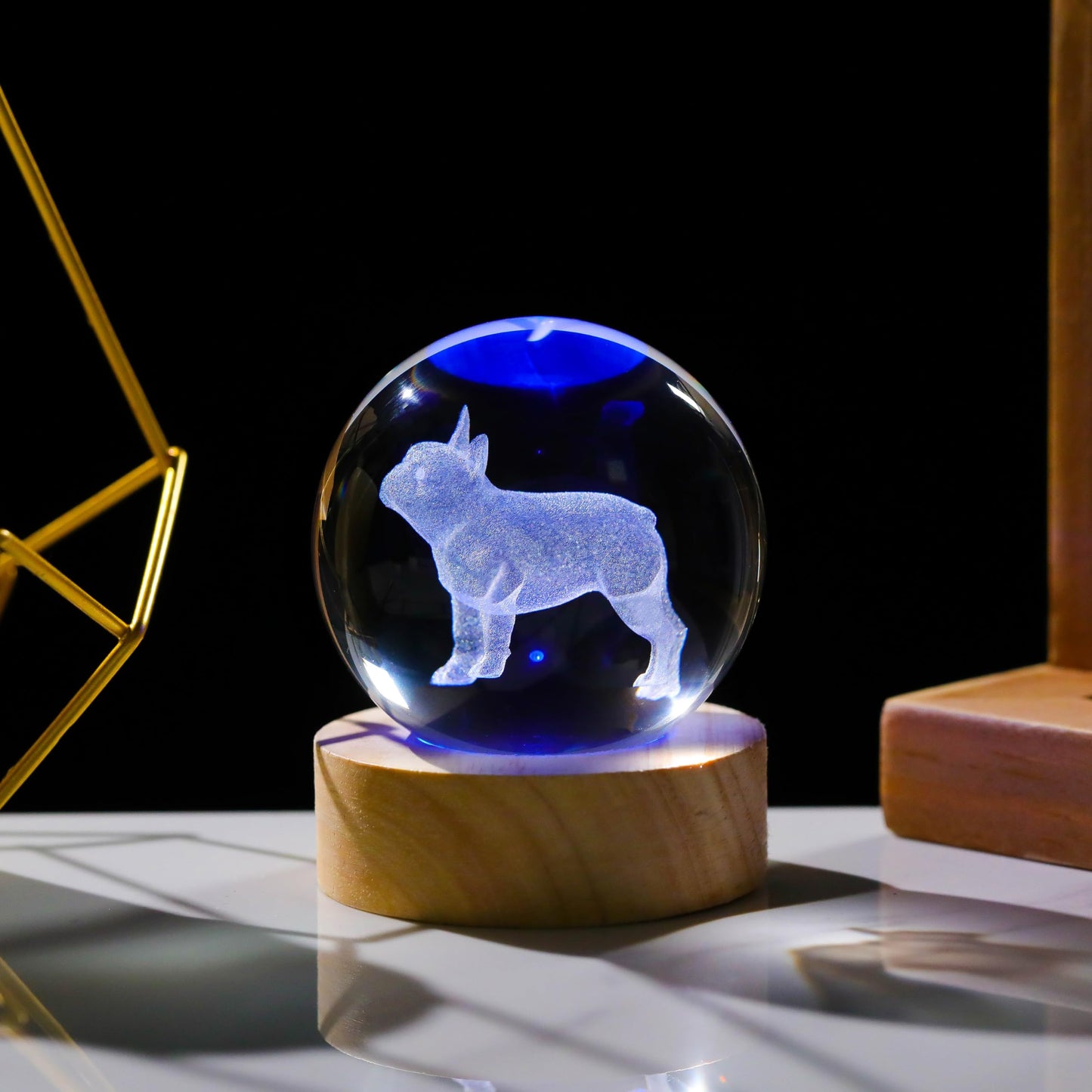 3D Crystals Ball 60mm - Bulldog Figurines Decor Glass Animals Figurine Gifts for Women, Room, Birthday, Lovers, Keepsake Paperweight