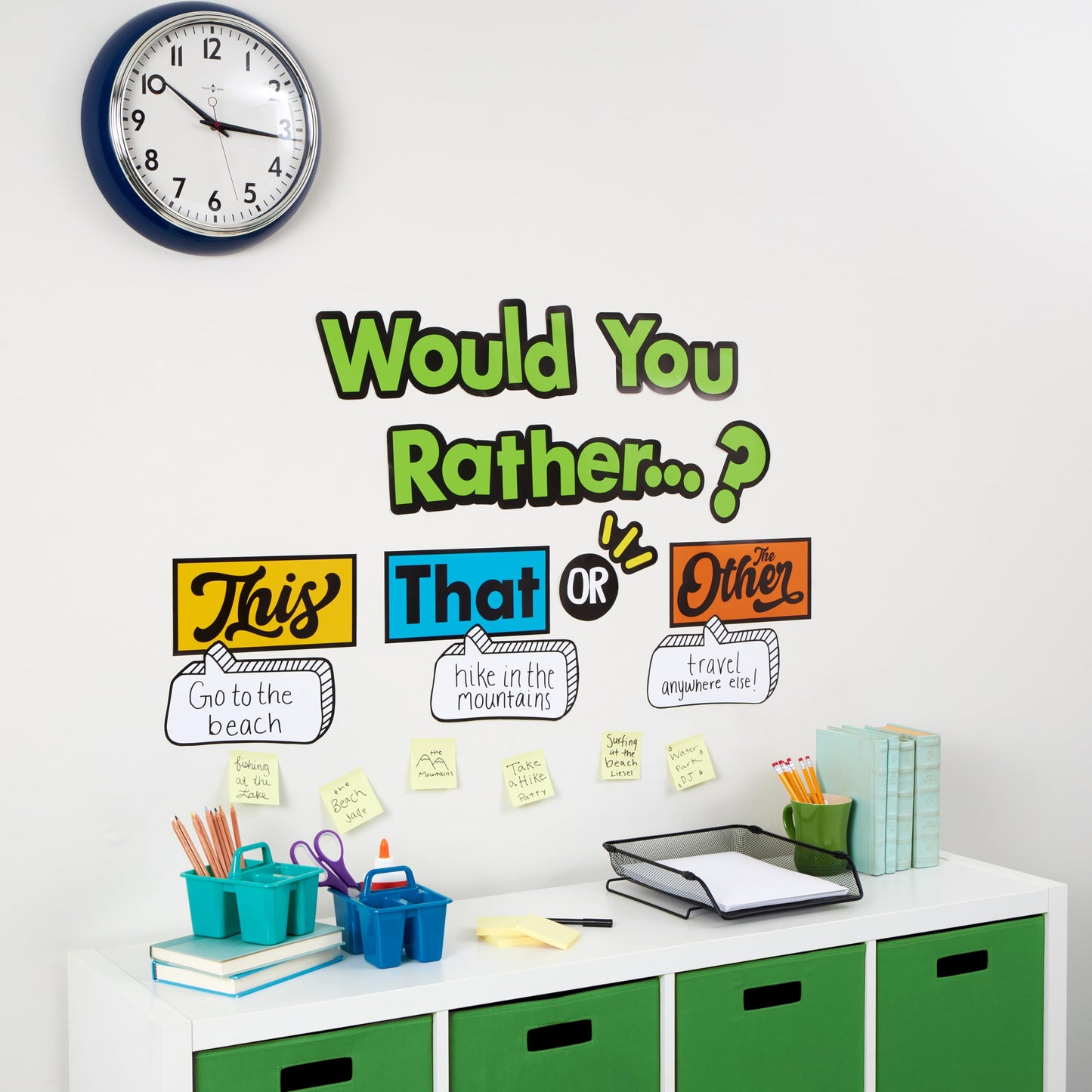Eureka 661003 Would You Rather Interactive Mini Bulletin Board Set with Dry Erase Headliners, Multicolor, 12 Pieces