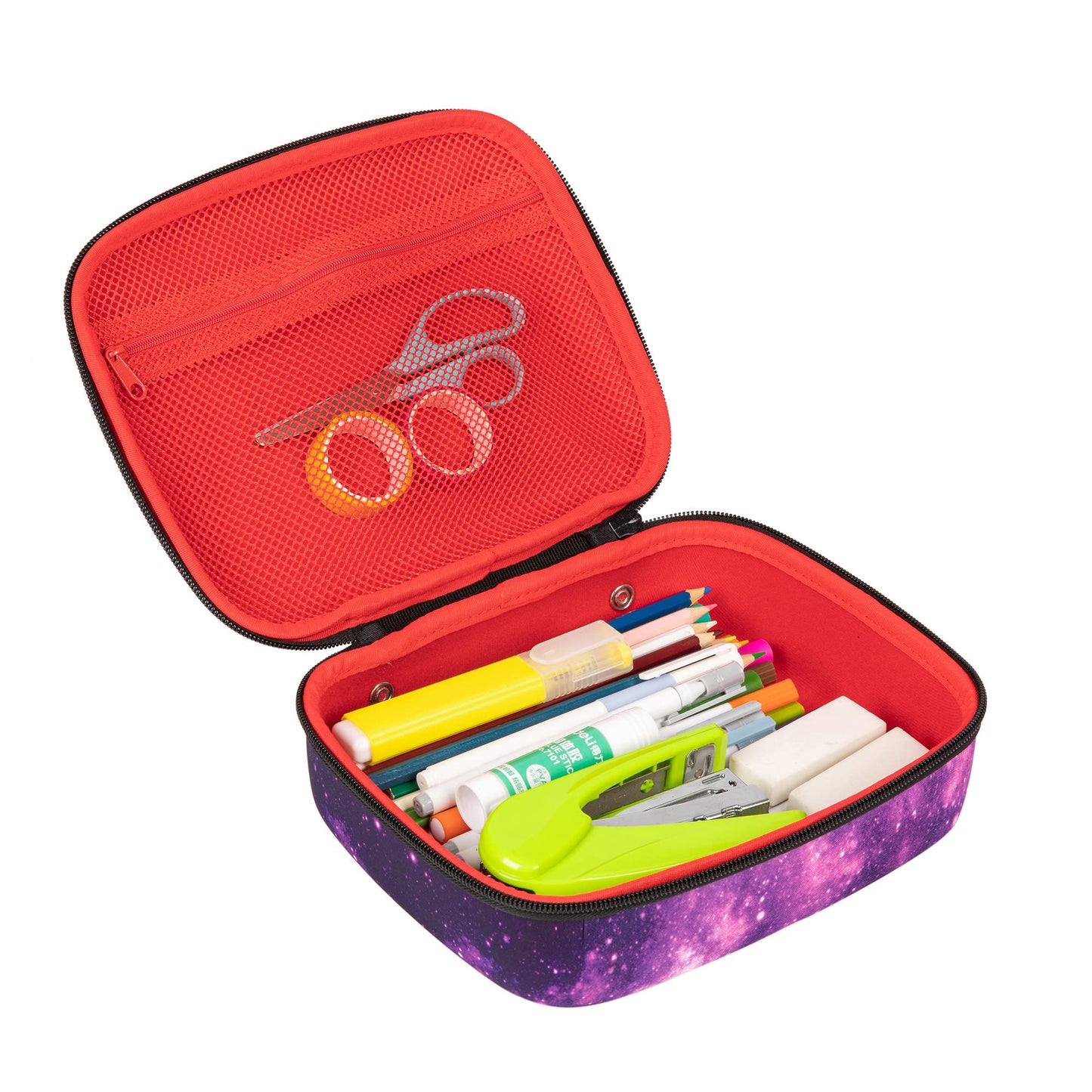 ZIPIT Jumbo Pencil Case for Girls, Cute Pencil Box for School, Large Capacity Stationery Organizer Box ,Purple Galaxy