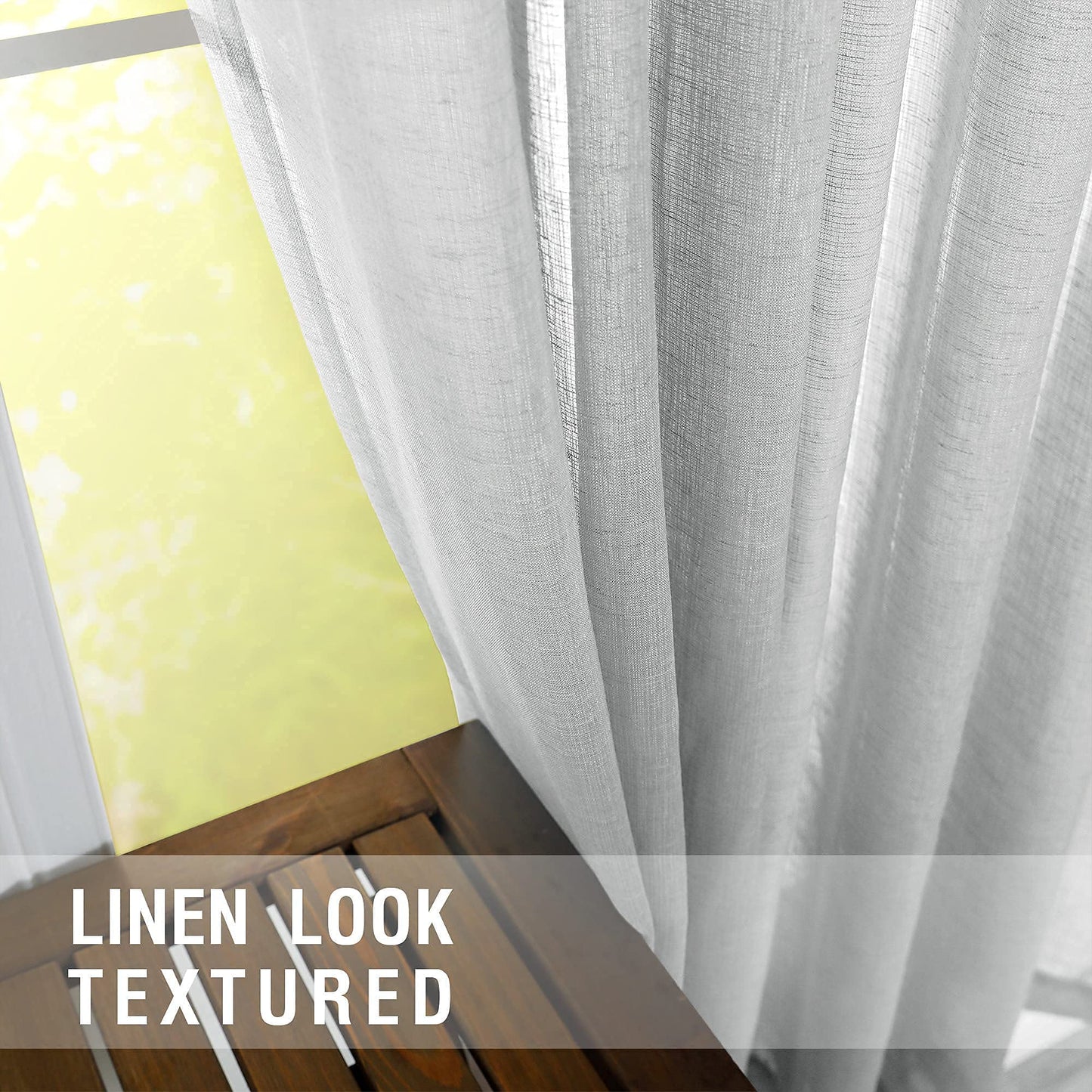 Light Gray Sheer Curtains Linen Textured Weave for Master Guest Bedroom 2 Panels Rod Pocket Modern Stylish Semi Sheer Drape Summer Curtain for Small Window Home Fashion 52 x 63 Inch Length Silver Grey
