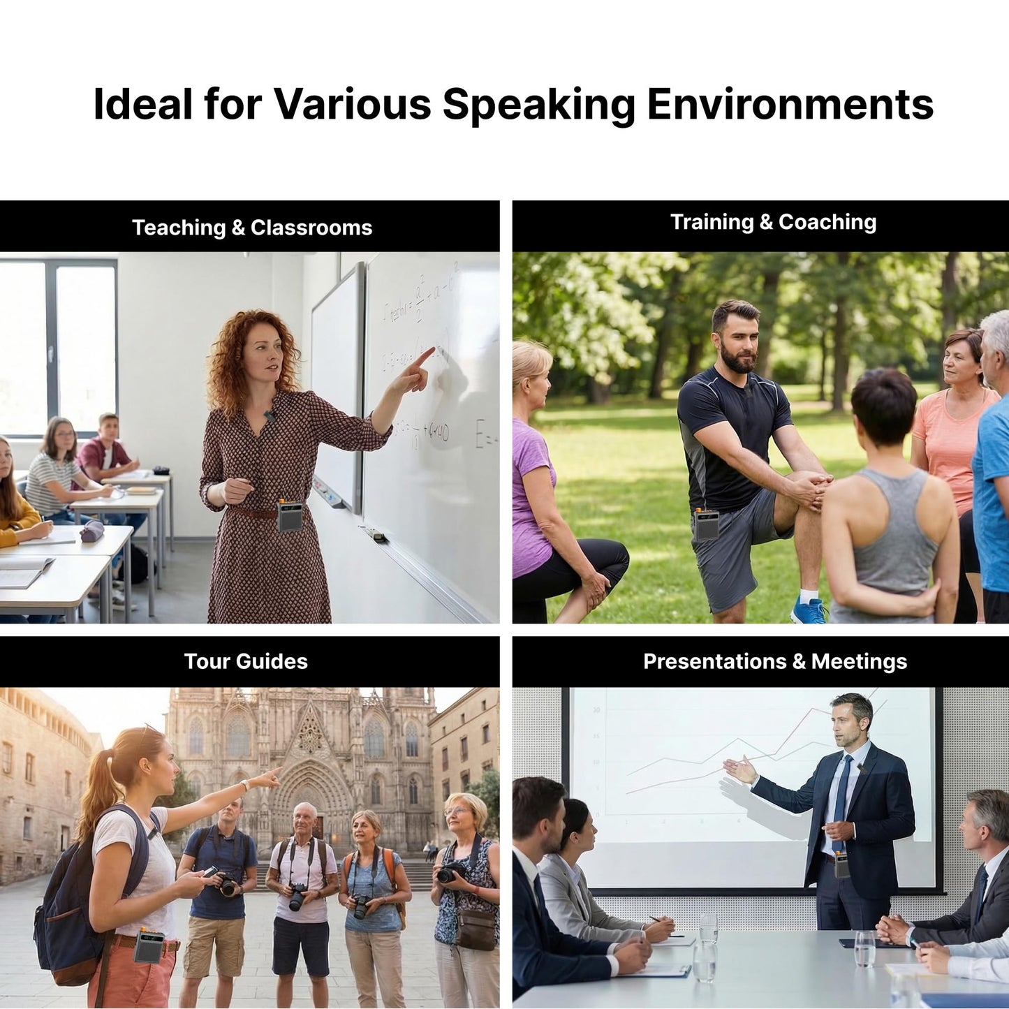 Xvolt Wireless Voice Amplifier for Teachers with Microphone - Portable Rechargeable 10W Bluetooth Speaker with Wireless Clip-On Mic Waist Strap for Classroom Teaching Public Speaking Training (Black)