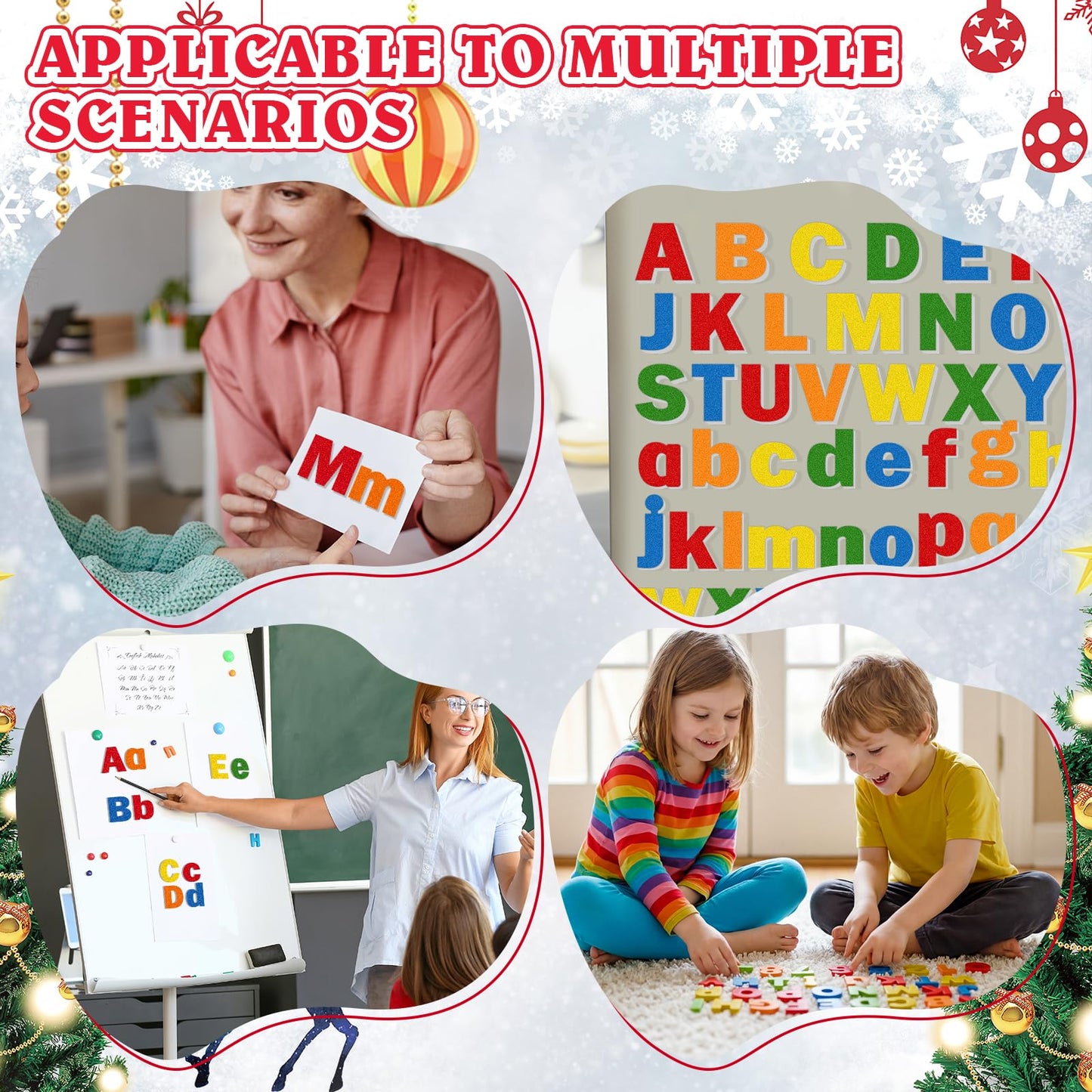 Breling 310 Pieces Felt Letter Bulletin Board Letters Sticker with Number 2" Bulk Self Adhesive ABC Upper Lowercase Sticky Letter for Xmas Gift Bulletin Board Classroom(Rainbow Color)