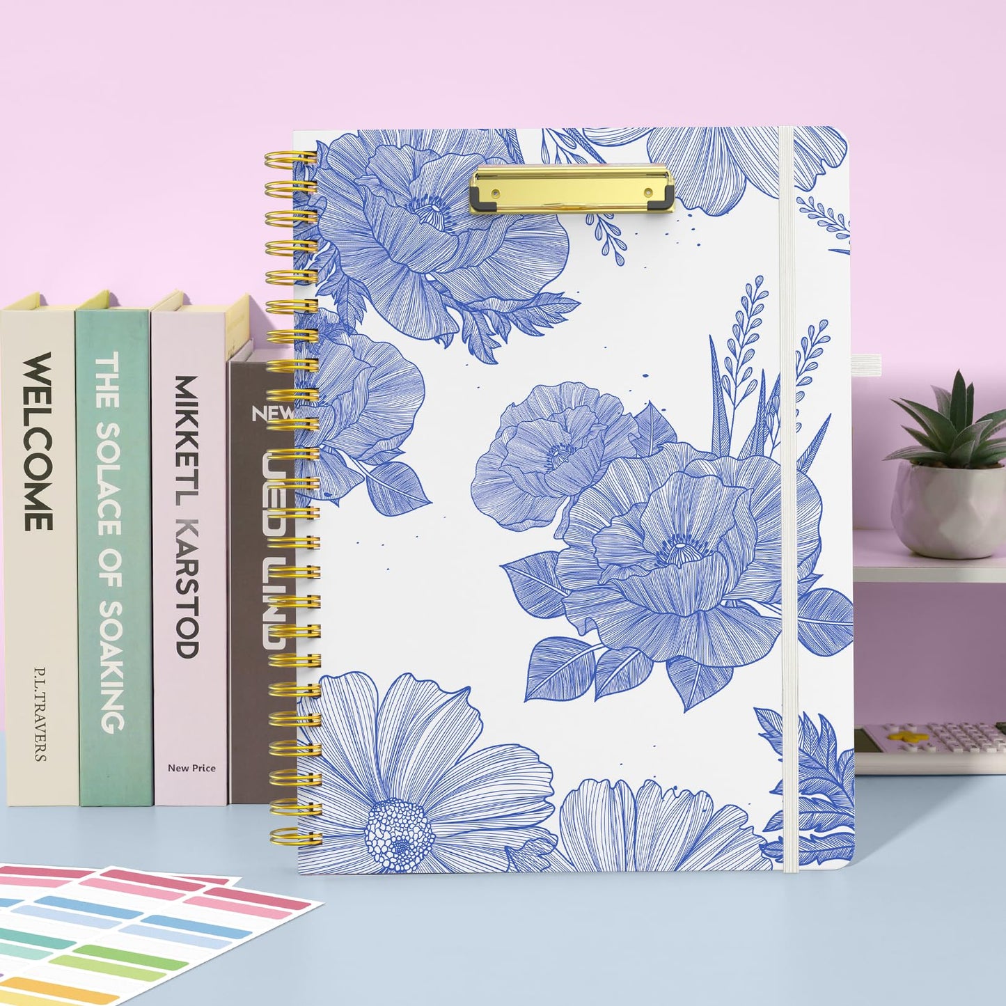 Sooez Clipboard Folio with Refillable Notepad, Folder with 10 Storage Pockets for Letter Size, Spiral Clipboard Notebook, Cute Portfolio for School, Office & Nursing