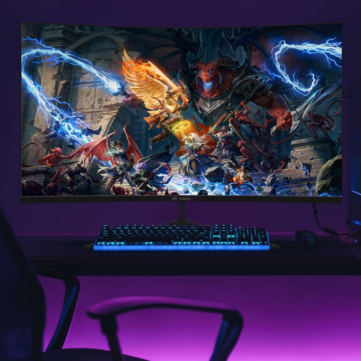 CRUA 32Inch Curved Gaming Monitor, FHD(1920 * 1080P) VA Screen 165Hz/200Hz, 1800R VA Screen, 120% sRGB, Computer Monitor that Support AMD Freesync, HDMI, DP, Wall Mountable Installs-Black