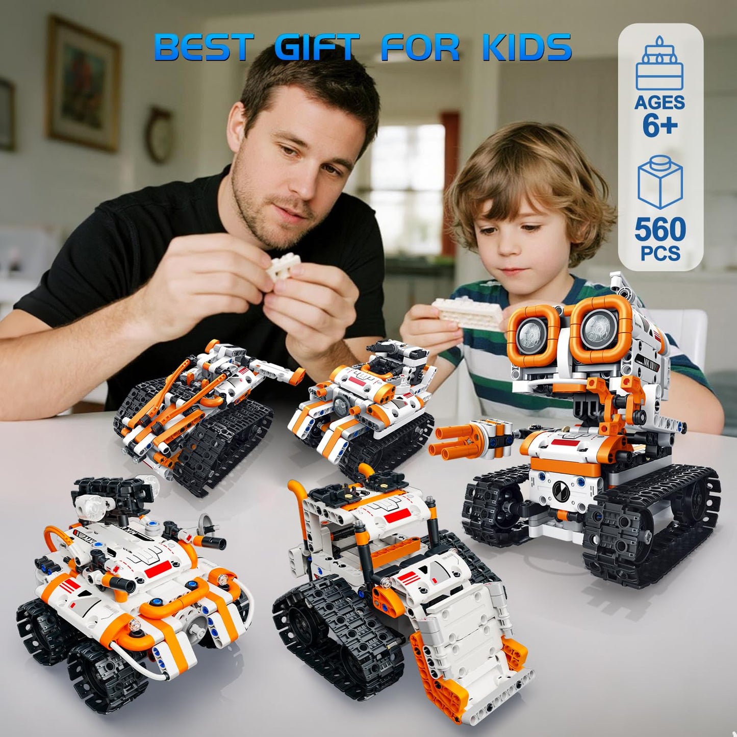 5 in 1 STEM Robotics Building Kit, 560 PCS APP/Remote Control Robot Toy Building Block Sets, Compatible with Lego Robot Control & Programming, Coding Robotic Toys Birthday Great Gifts for Boys 8-14