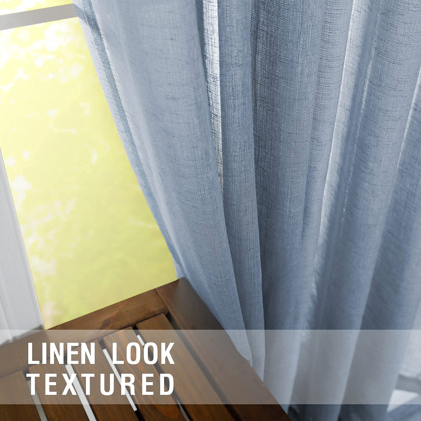 KOUFALL Nursery Curtains Baby Boys Room,Light Dusty Blue Sheer Classroom Curtains for Windows,63 Inch Length 2 Panel Set