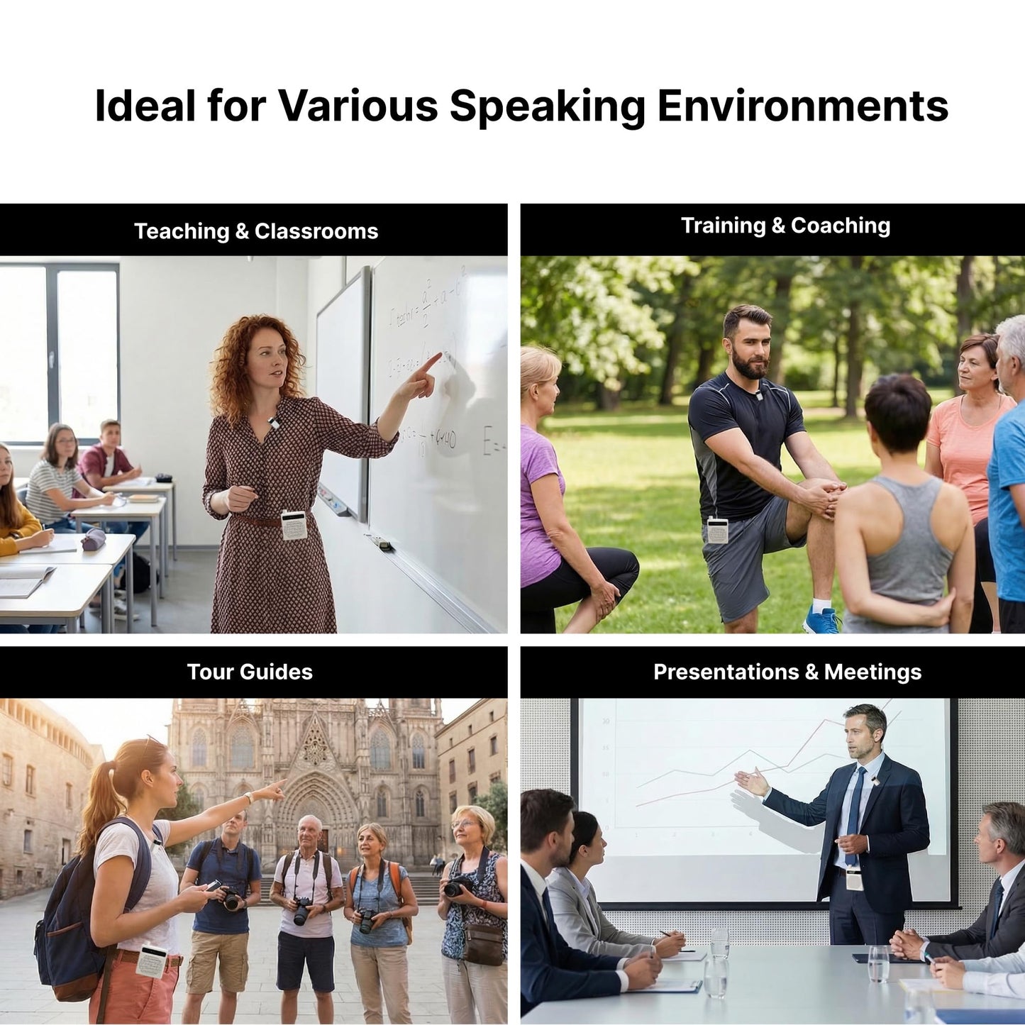 Xvolt Wireless Voice Amplifier for Teachers with Microphone - Portable Rechargeable 10W Bluetooth Speaker with Wireless Clip-On Mic Waist Strap for Classroom Teaching Public Speaking Training (White)