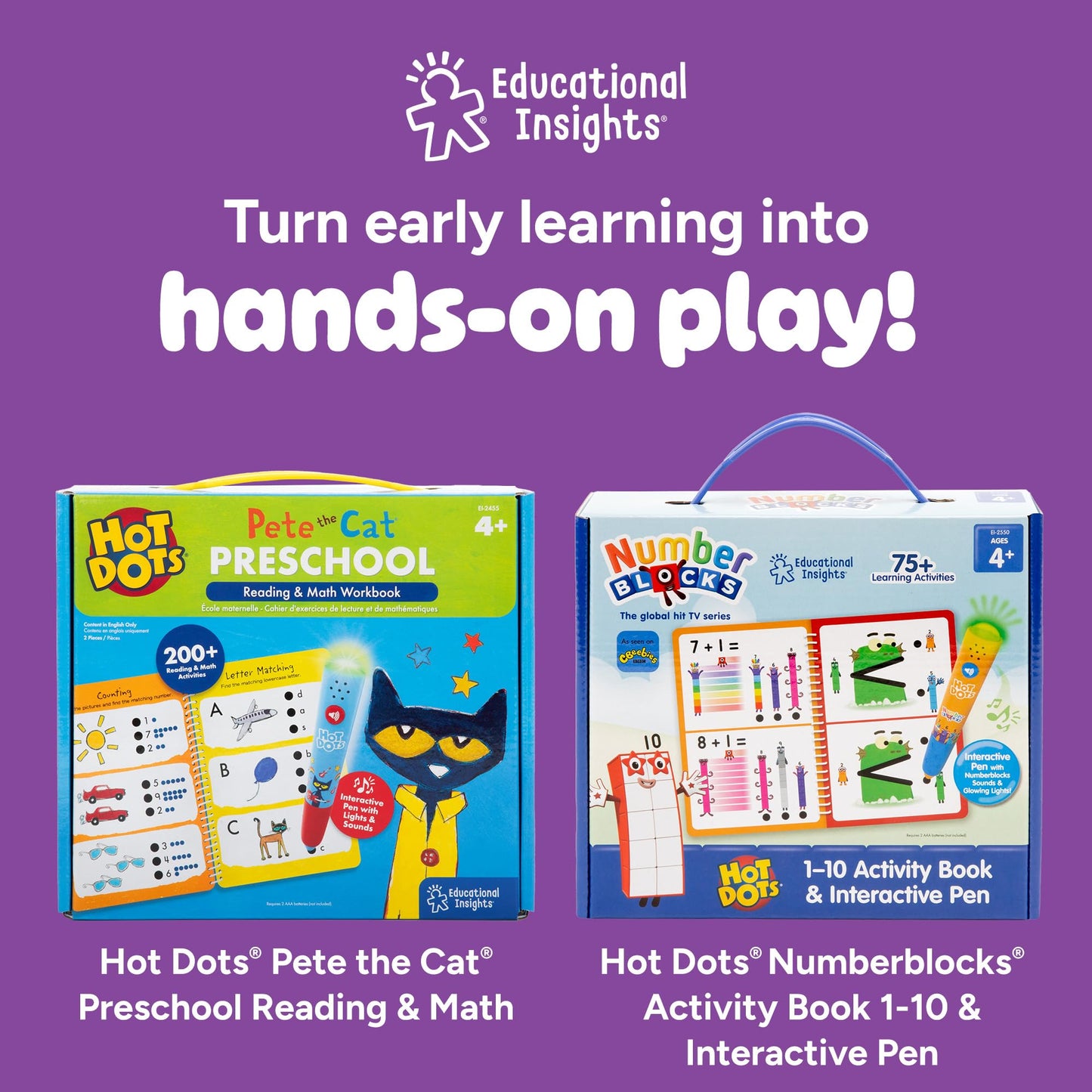 Educational Insights Hot Dots Preschool Reading Set - Preschool Workbooks with Interactive Pen, Homeschool Learning Activities, Learn to Read Activity Books for Kids Ages 4+