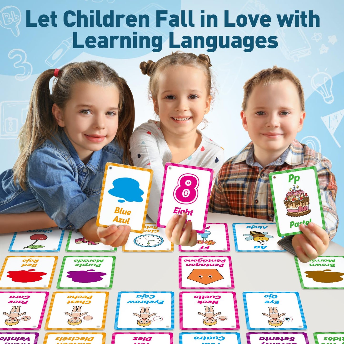 Edulok Bilingual Flash Cards: Spanish to English, First Words & Toddler Alphabet Flash Cards for Kids Learning Spanish & English