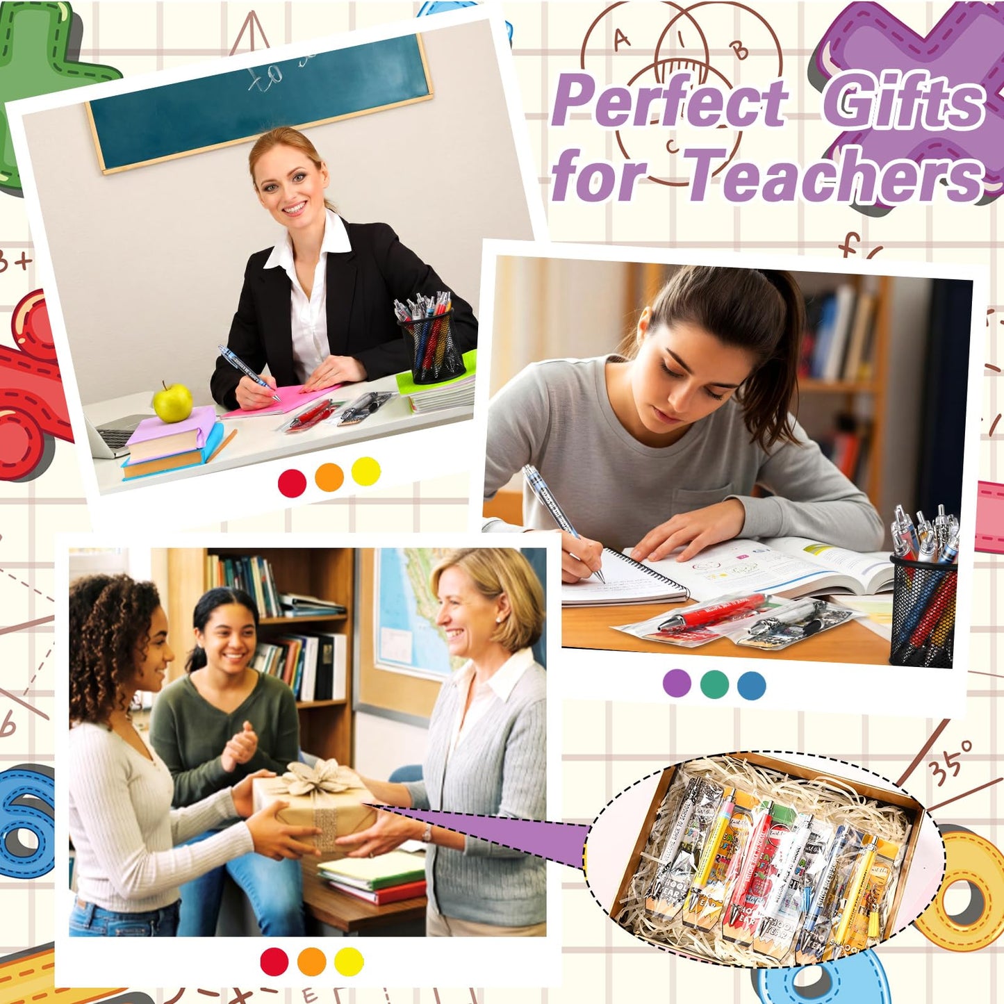 Tenceur 30 Set Bulk Back to School Gifts for Students Ballpoint Pens Keychains and Cards Set First Day of School Gifts Supplies for Teacher Classroom Rewards Party Favors