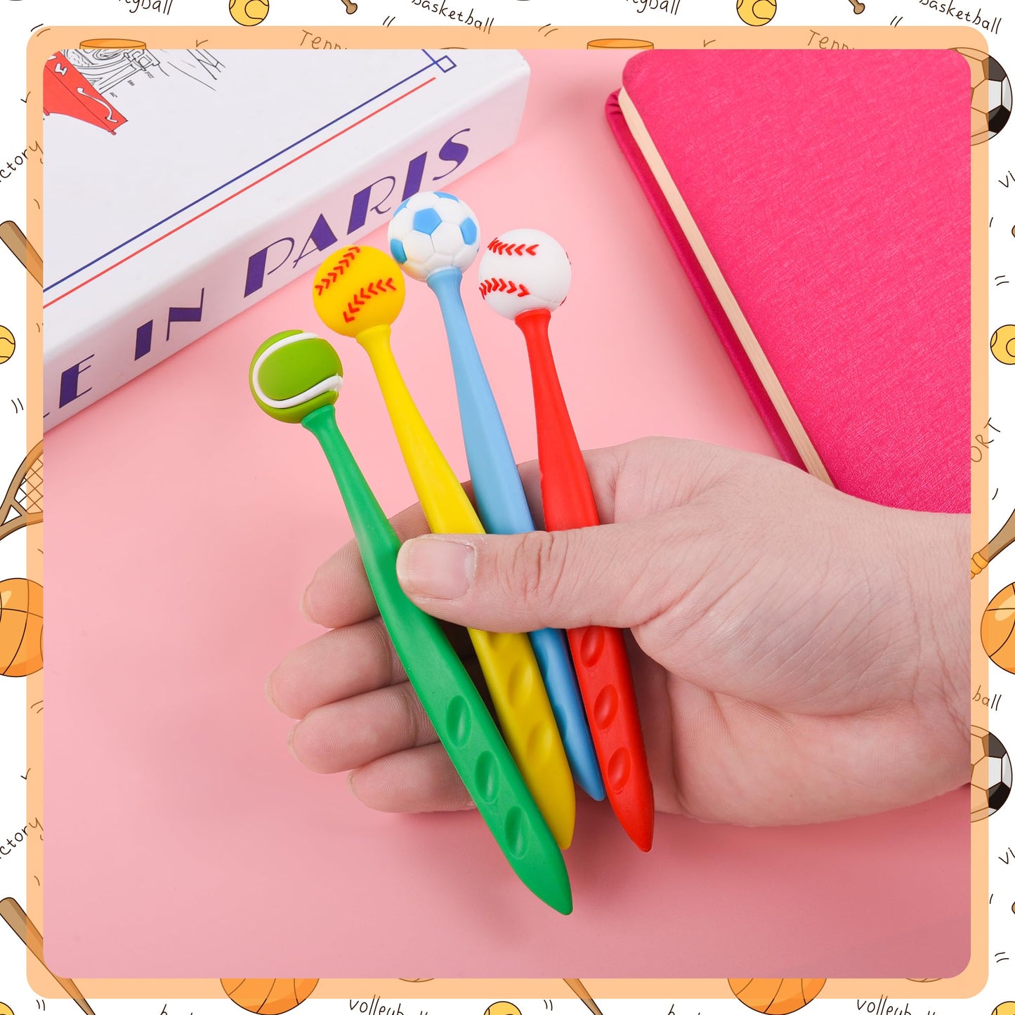 48 Pcs Cute Sport Bobblehead Eraser for Pencils Kawaii Erasers Cute Fun Cartoon Erasers Supplies Birthday Classroom Gifts