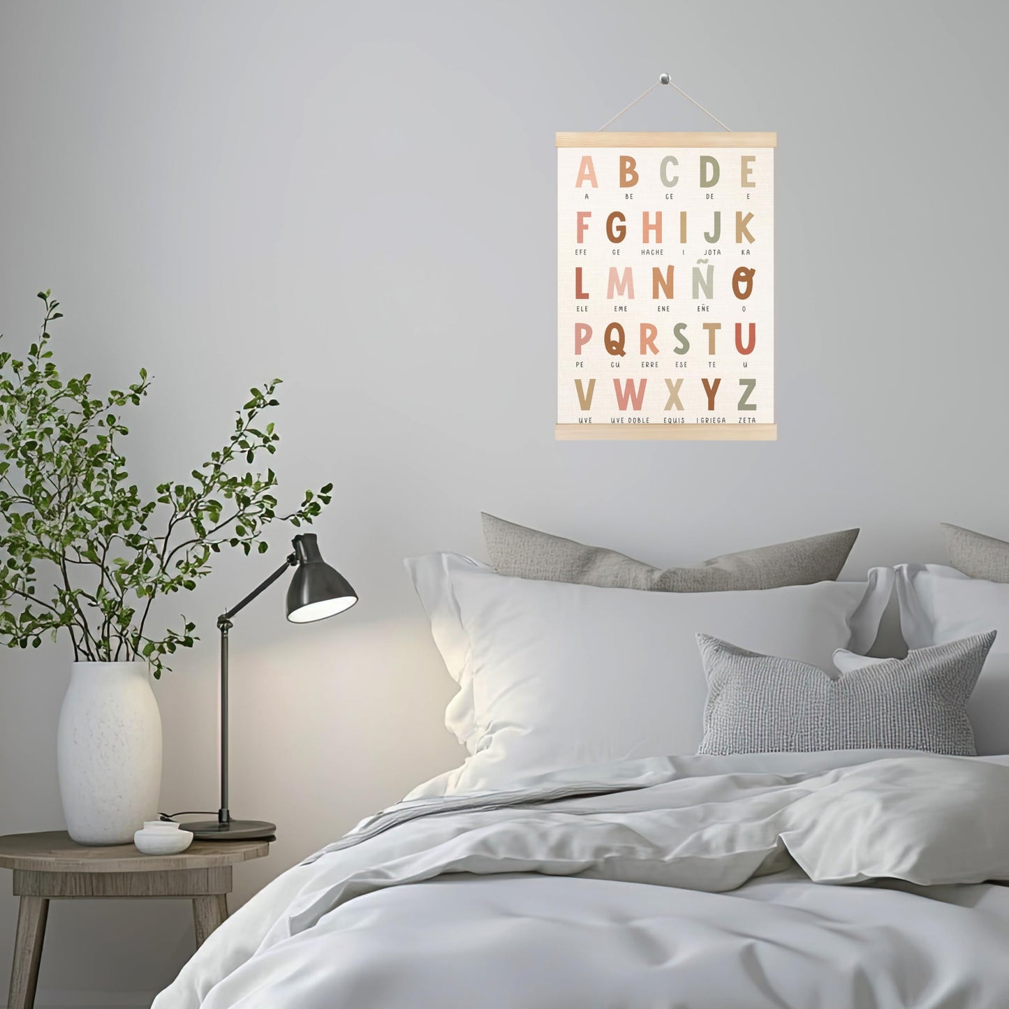 HUGANE Alphabet Wall Art, Boho Educational Nursery Poster, 12x16 Inches