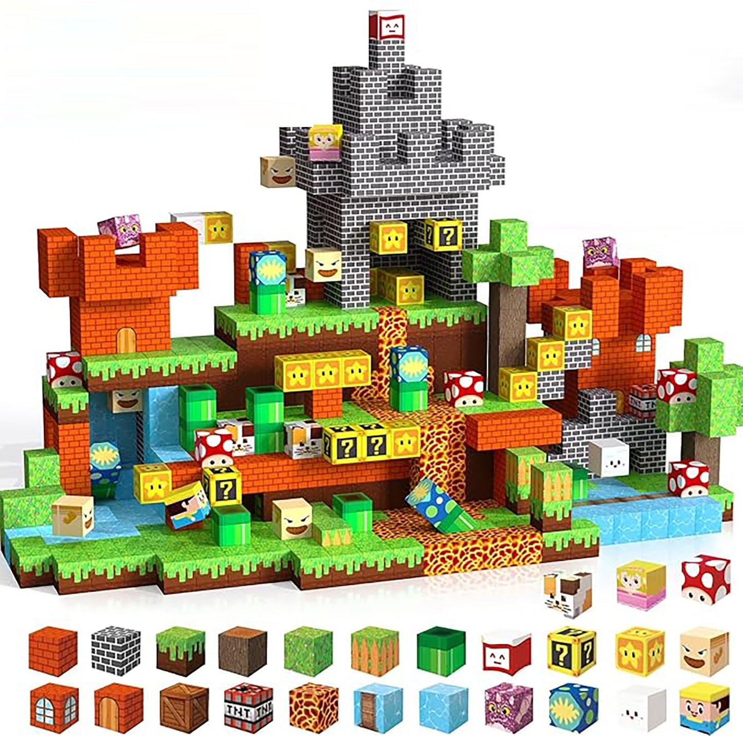DOFASNCN Magnetic Building Blocks Magnetic Building Tiles Toys for Boys Girls Age 3+,Creative Plastic Magnet Square Gift for Kids Game World 150pcs