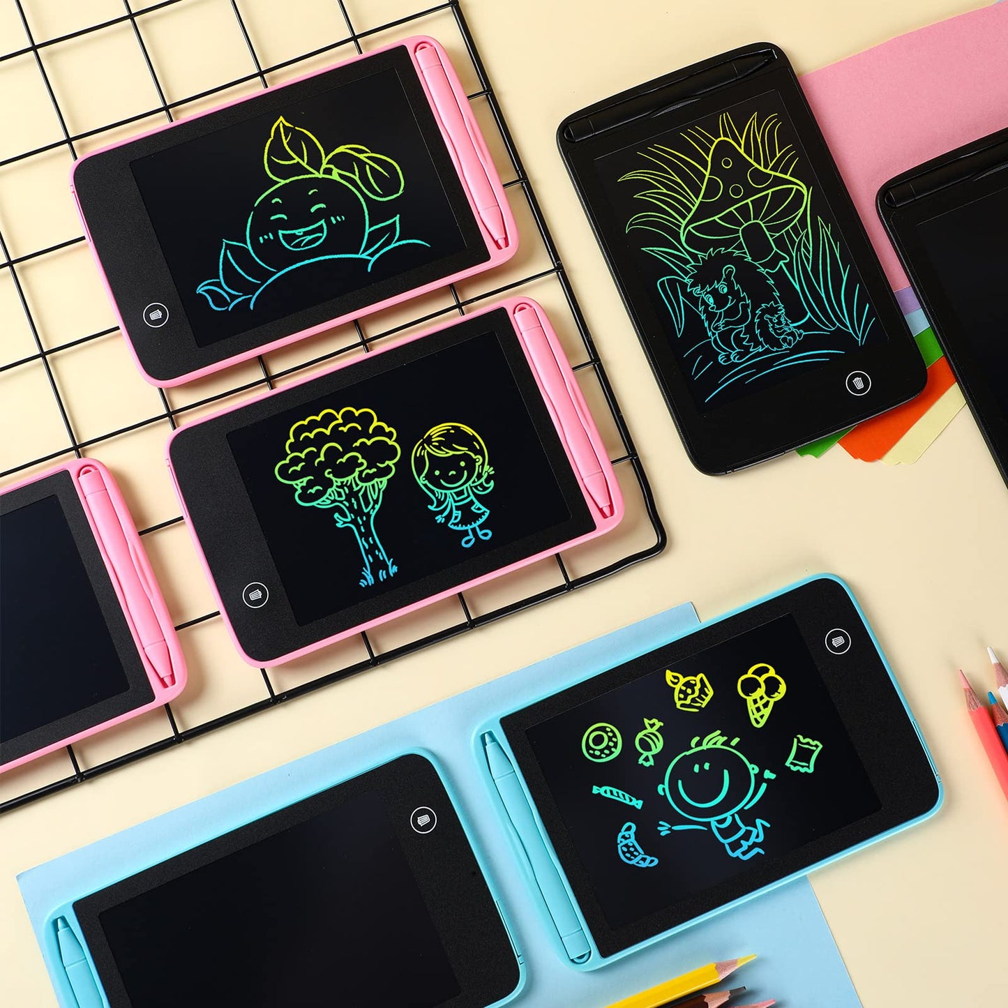 Zhehao 12 Pcs LCD Writing Tablet for Kids Colorful Drawing Doodle Board Drawing Tablet Erasable Reusable Electronic Draw Pad Gift for Boy Girl Educational Learning(6.5 Inch Screen,Vivid Color)