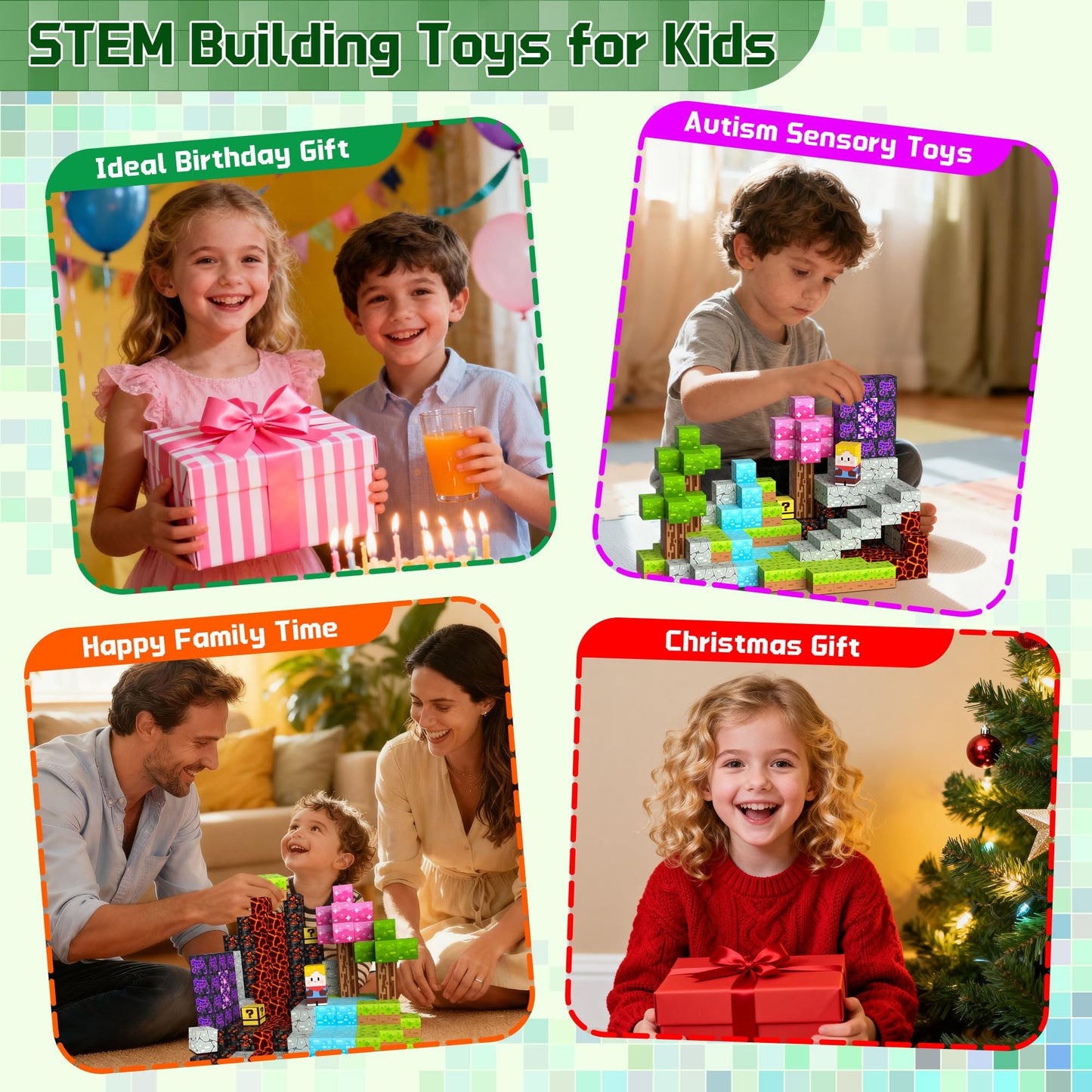 OUGUI 60PCS Mini Magnetic Blocks Travel Toys for Kids Ages 4-8: Magnet Building Blocks Magnetic Cubes with Iron Box STEM Educational Building Toys Christmas Birthday Gift for Boys Girls Toddlers Kids