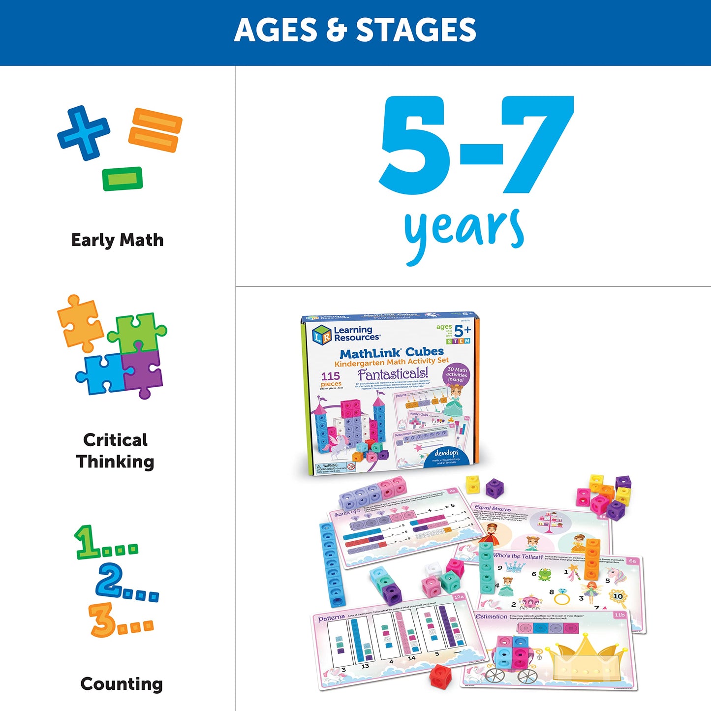 Fantastical Kindergarten Math Activity Set: MathLink Cubes by Learning Resources