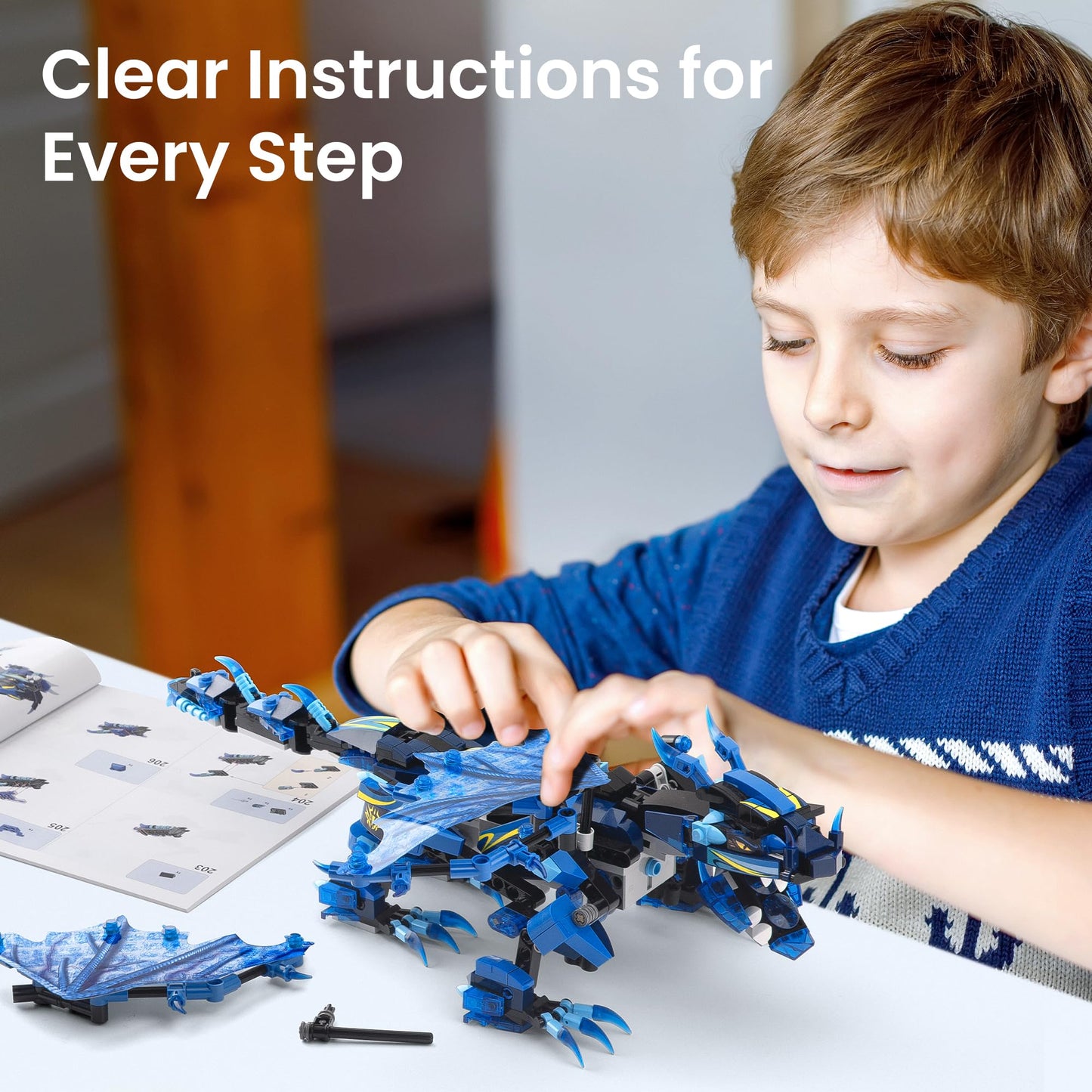 Sillbird Dragon Building Kit with Remote Control STEM Gifts for Kids Boys Ages 8-12, Technic Buildable 3in1 Models Coding Toys for Birthday with 590 Pieces