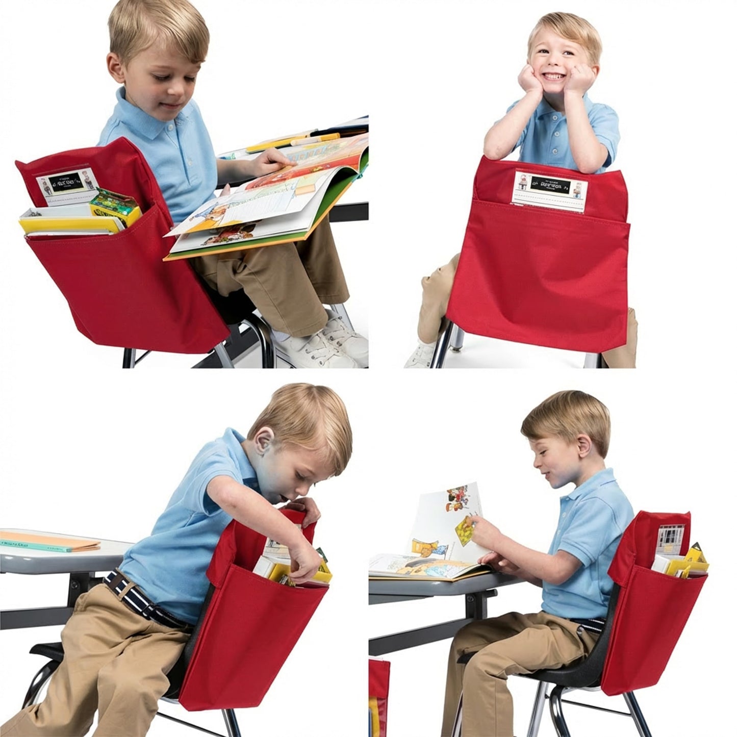 Seat Sack Small Chair Storage Pocket - 12 Inches, Red - Perfect Organizer for Classroom Chairs, Durable and Spacious Chair Pocket for Classroom Storage and Organization