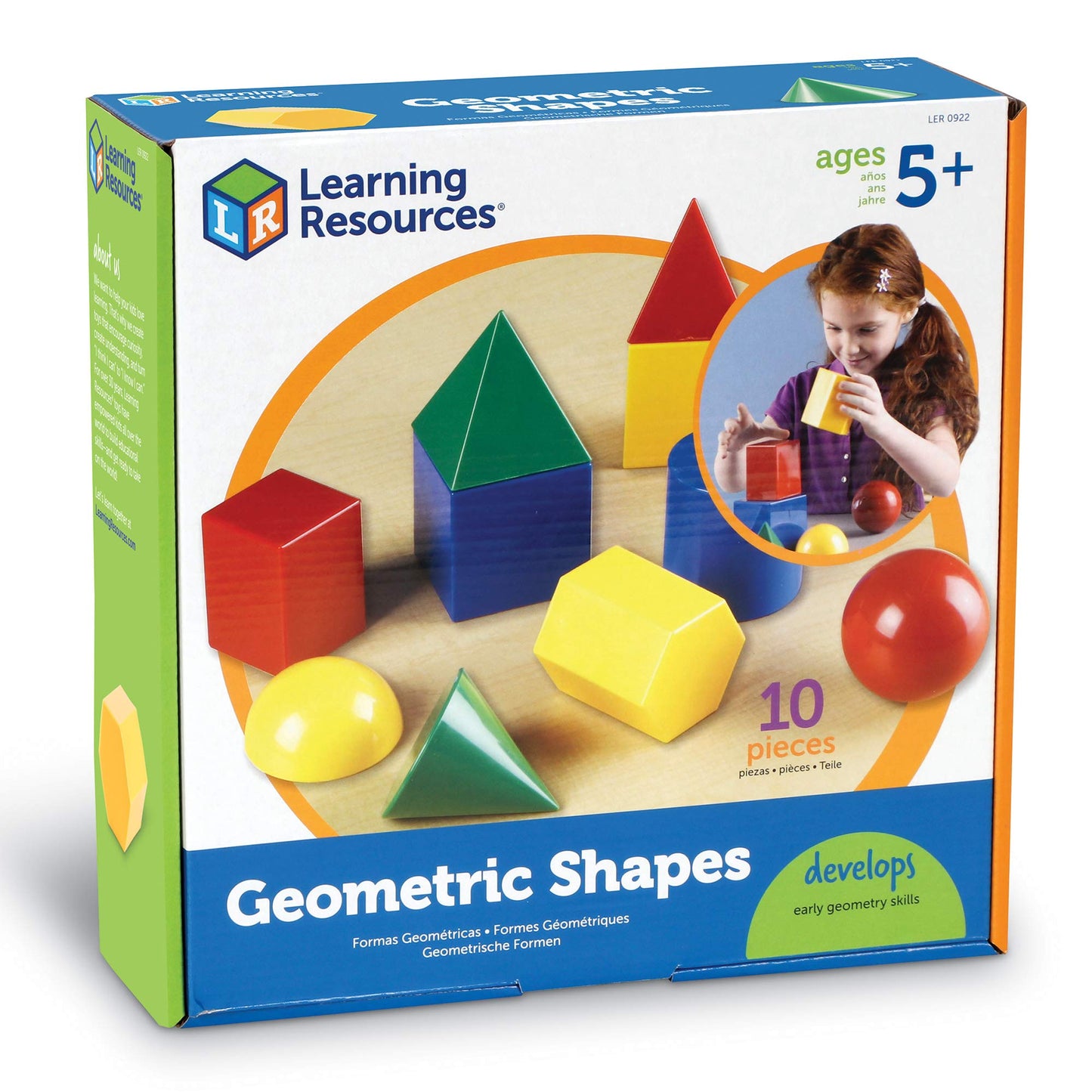 Learning Resources Large Geometric Shapes - 10 Pieces, Ages 5+ Learning Shapes, Geometric Solids, Kids Math Toys, Geometry for Kids
