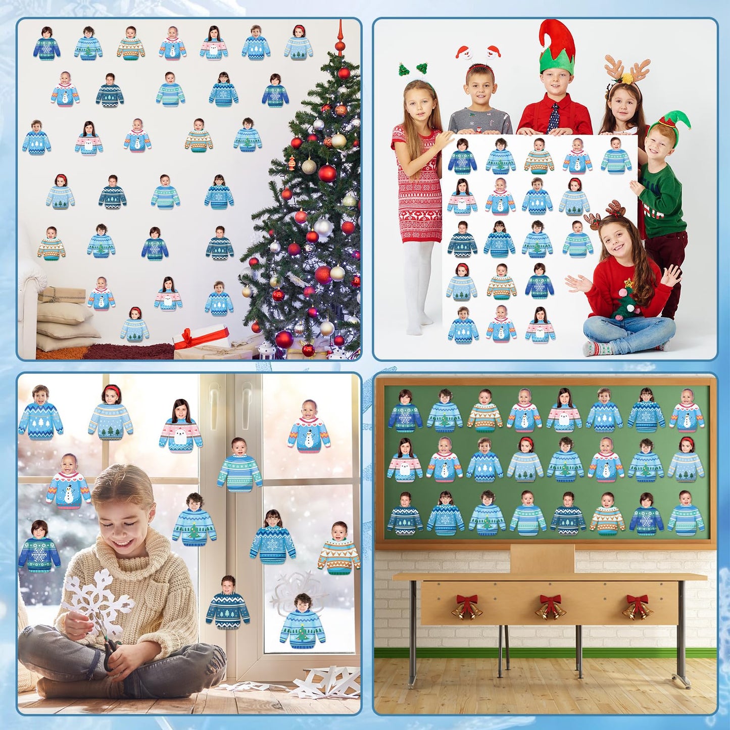 60pcs Winter Theme DIY Cutouts Sweater Bulletin Board Decoration Set Christmas Sweater Paper Cut-Outs Decor for Winter Holiday DIY Photo Craft Xmas Party School Classroom Wall Door Supplies