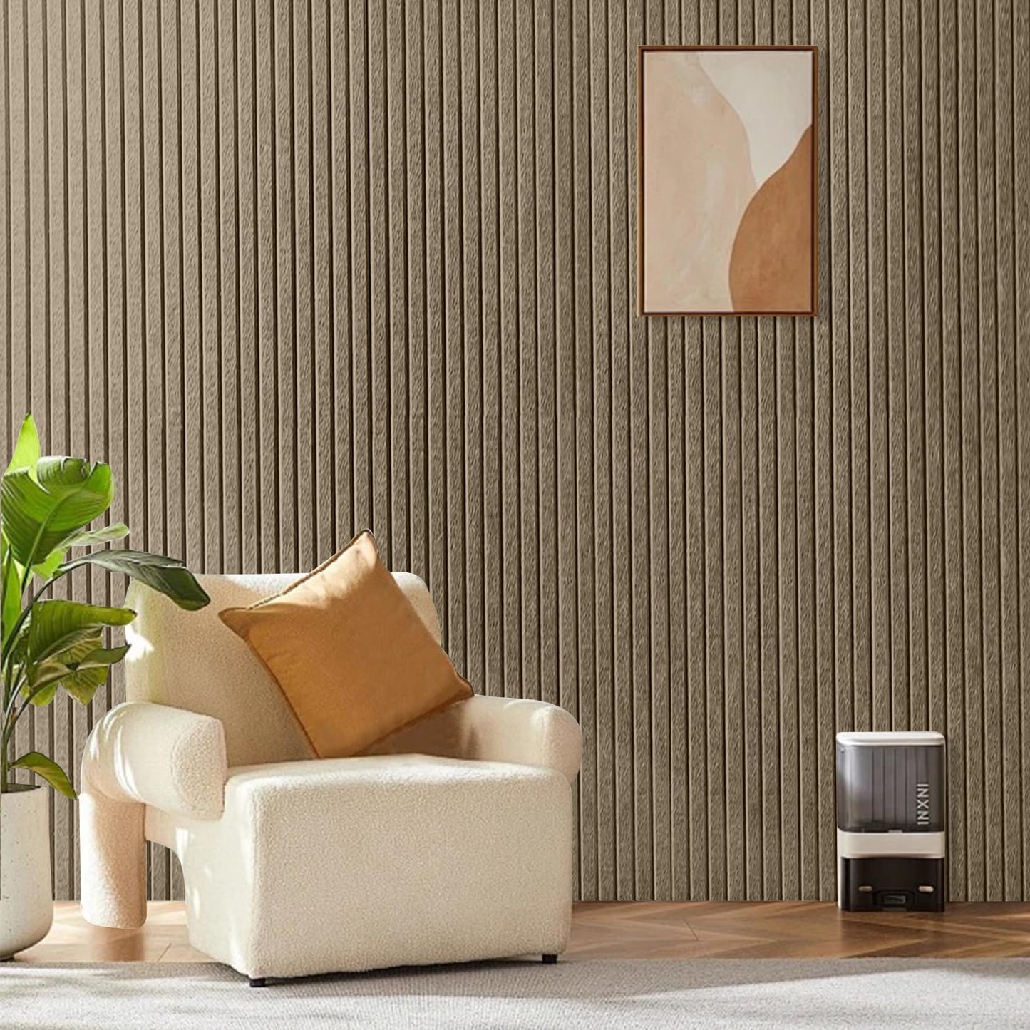Large Cork Board for Office, 8 Pack Felt Wall Tiles with Slat Wall Paneling and Safe Removable Adhesive Tabs, Felt Bulletin Board Pin Board Cork Boards for Walls - Light Brown