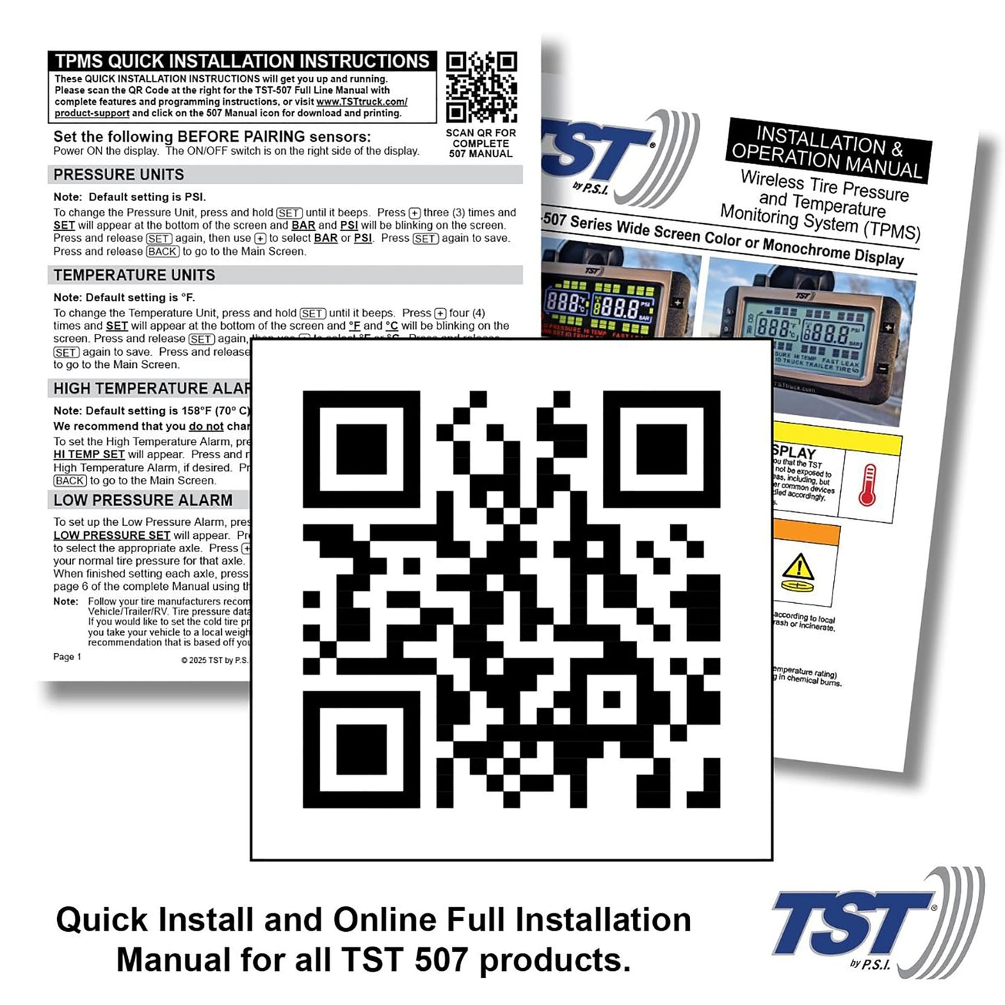 TST-507-H-4-C TPMS System with 4 Hybrid/Marine Sensors, Color Display and Repeater