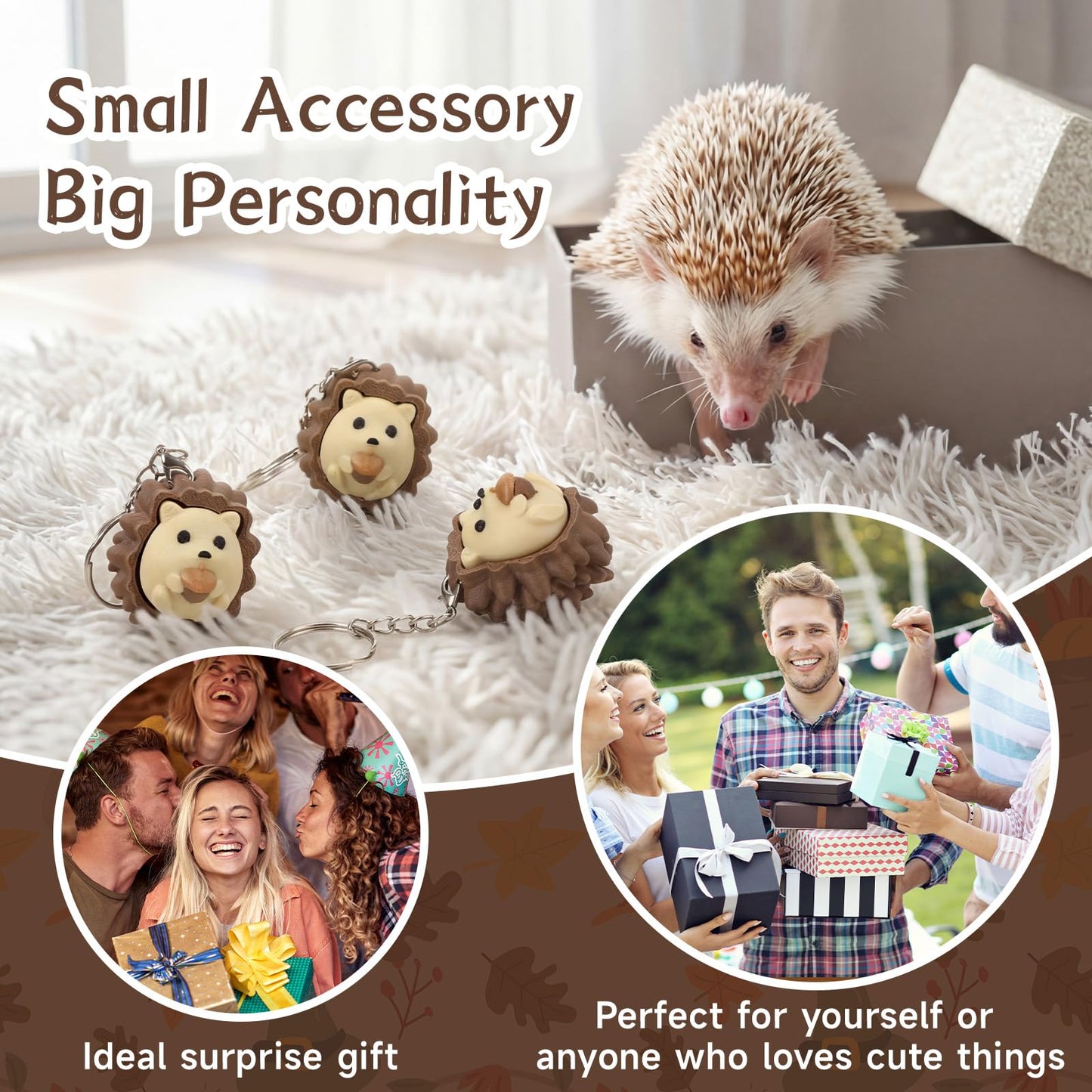 Kenning 12 Pcs Hedgehog Clicker Fidget Toys Keychains Bulk 3D Printed Sensory Clicker for Stress Relief End of Year Student Gifts from Teacher Classroom Rewards Graduation Favors