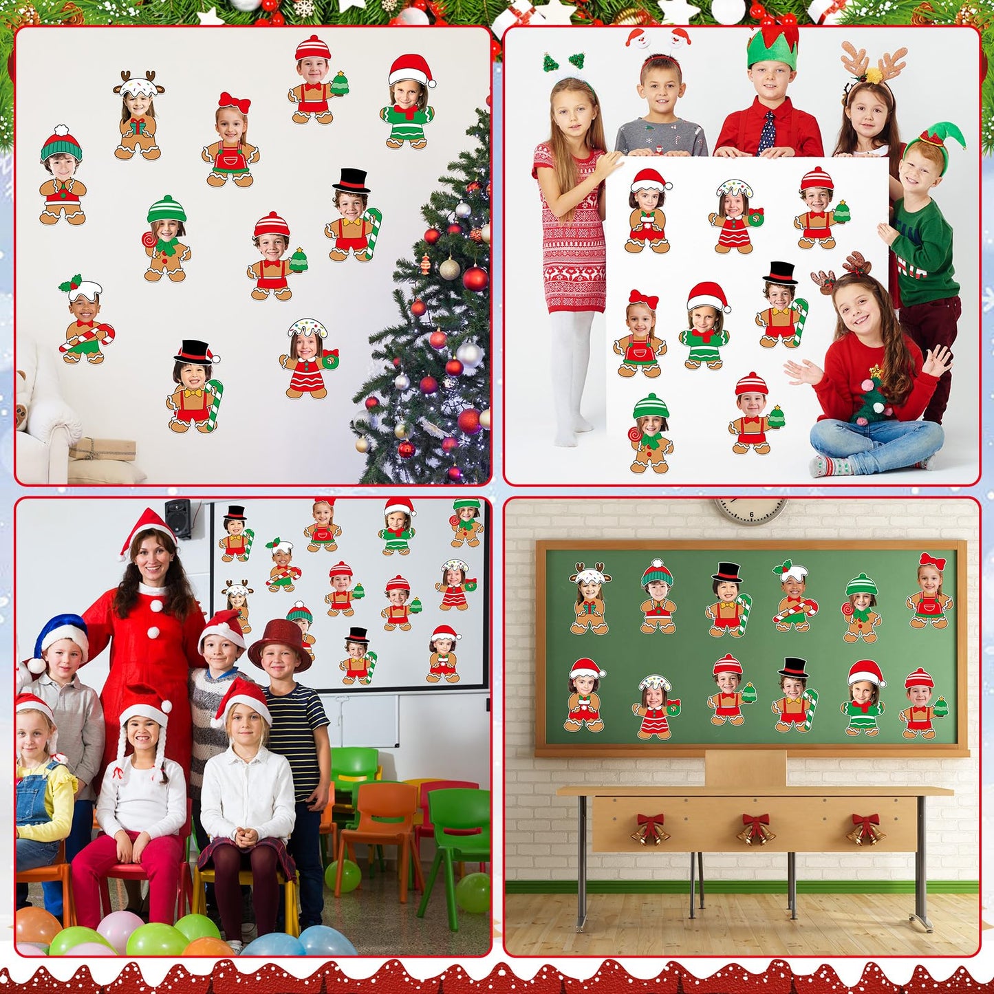60pcs Christmas Theme Cutouts Gingerbread Man Bulletin Board Decoration Xmas Gingerbread Man Paper Cut-Outs Classroom Decor for Xmas Classroom DIY Craft Photo Wall Door Christmas Winter Party Supplies