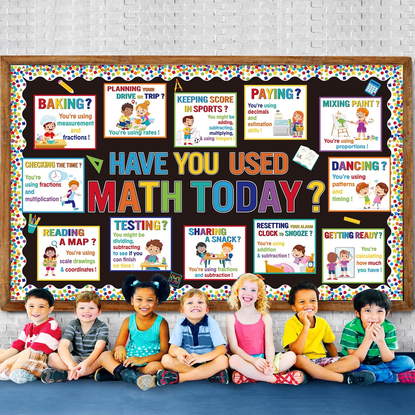 Pajean 85 Pcs Math Bulletin Board Set Math Posters Classroom Decorations for Elementary Middle High School Mathematics Education Posters Teacher Supplies (Bright)