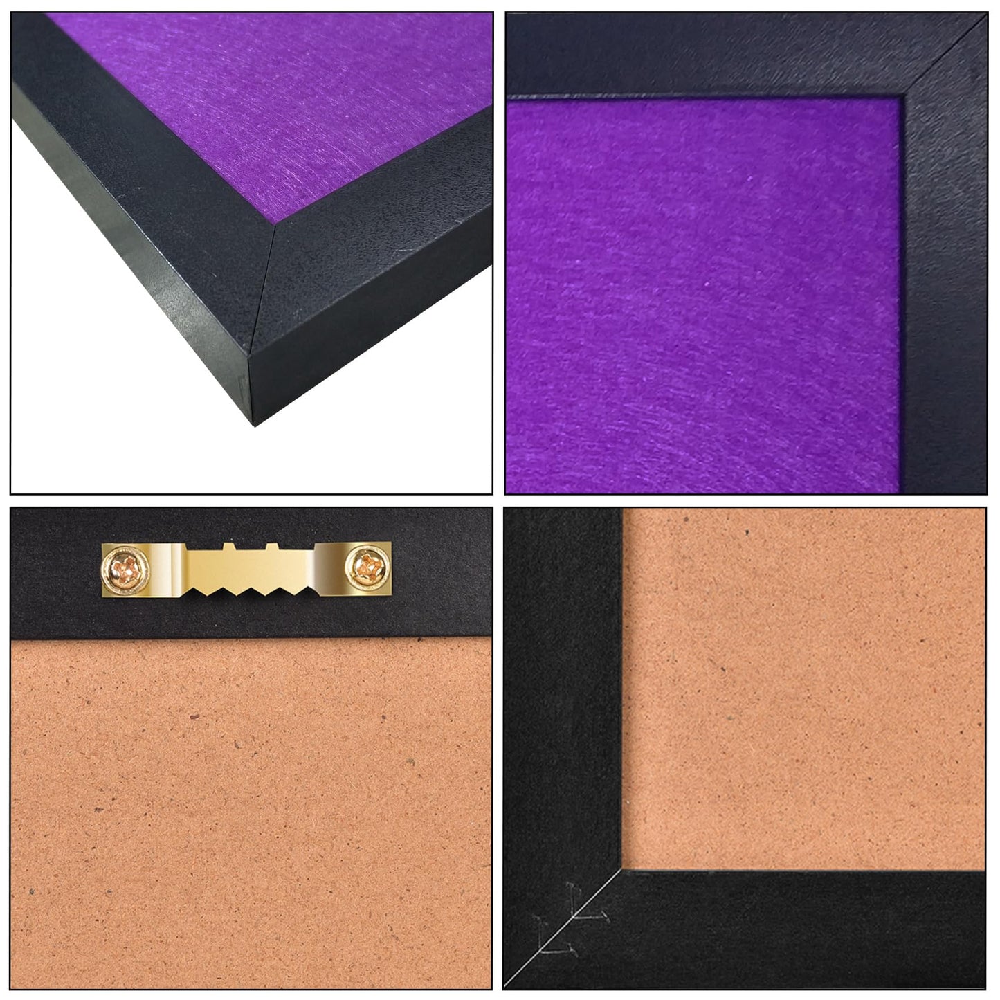 Origreen Bulletin Board Cork Boards with Felt, 17"x13" Small Display Pin Board Vision Board for Walls, Jewelry, Notes, Collection, Photos, Office, Wood Framed(Black) & Felt(Purple), 1pc