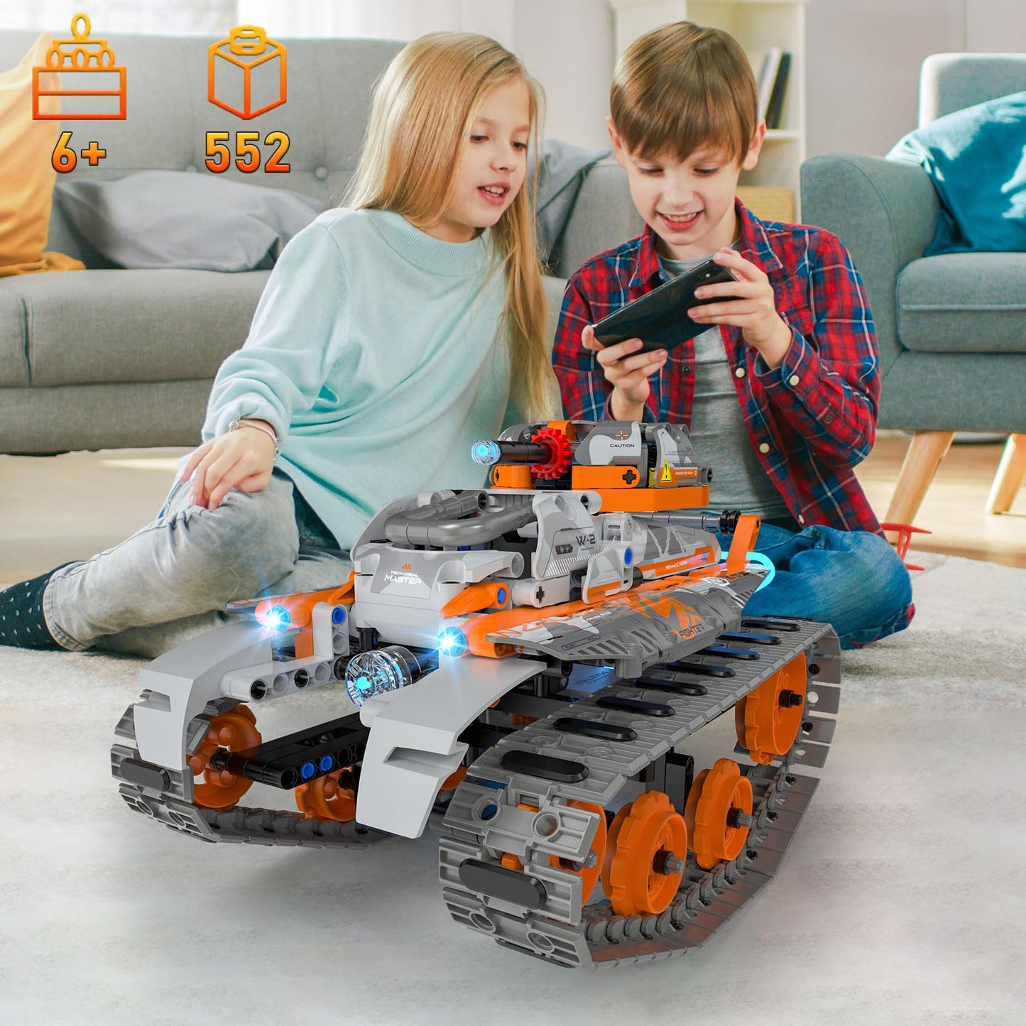 5in1 STEM Building Toys for Kids 6-14, Remote & APP Controlled Mech Robots/Heavy Tanks/Tracked Racer STEM Building Kit for Kid Science Learning, 552 Pcs DIY Erector Sets Gifts for Boys & Girls