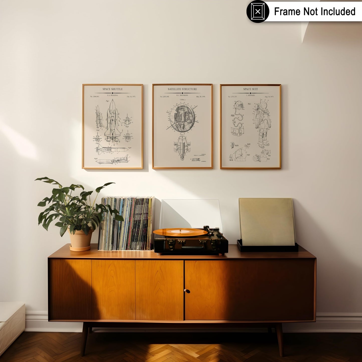 Monem Art 3-Piece Space Blueprint - Suit Patent Print, Spaceship, NASA, Rocket, Astronaut Art - Great Office or Living Room Wall Decor - 8x10 UNFRAMED