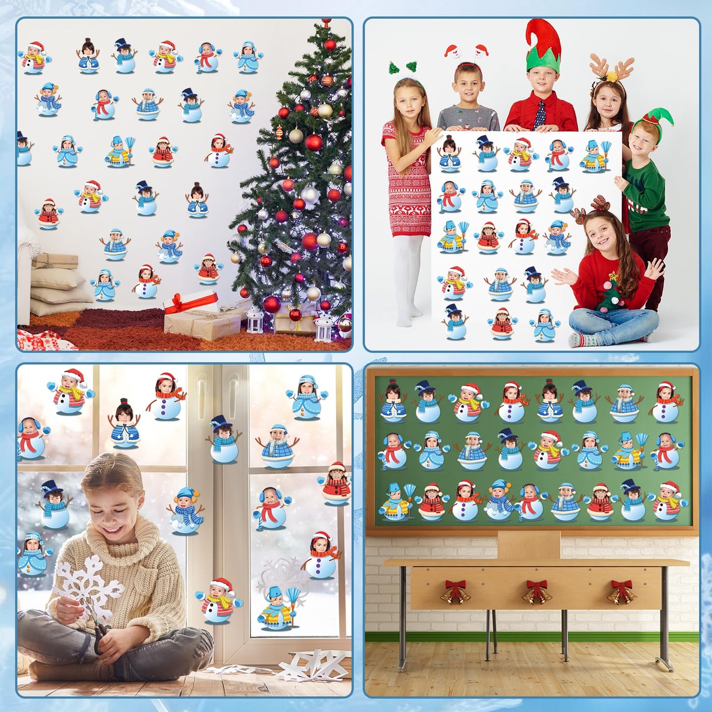 60pcs Winter Theme DIY Cutouts Snowman Bulletin Board Decoration Set Christmas Snowman with Hat Paper Cut-Outs Decor for Winter Holiday DIY Photo Craft Xmas Party School Classroom Wall Door Supplies
