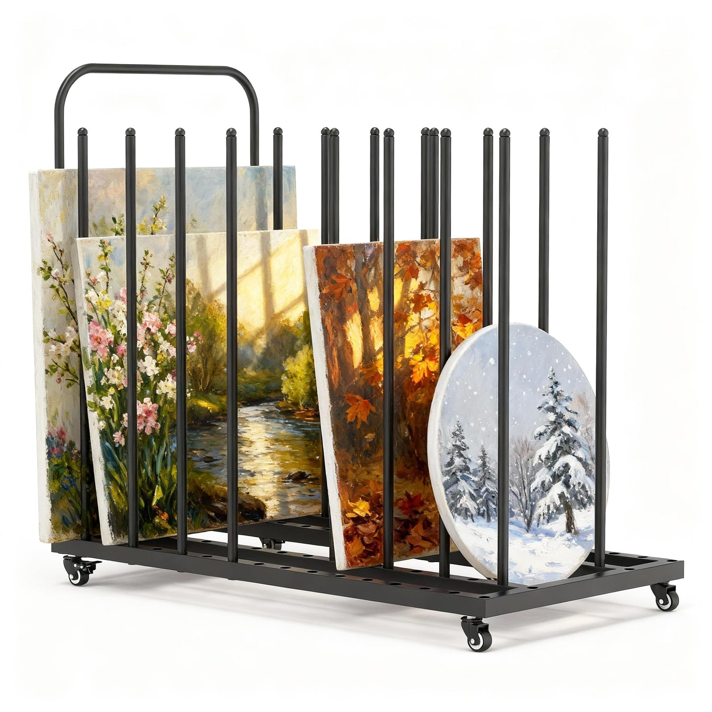 BERPET Heavy-Duty Art Storage Rack with Wheels, Large Metal Organizer for Canvas, Panels, and Artwork – Mobile Rolling Art Drying & Display Stand for Studio, Classroom, and Gallery