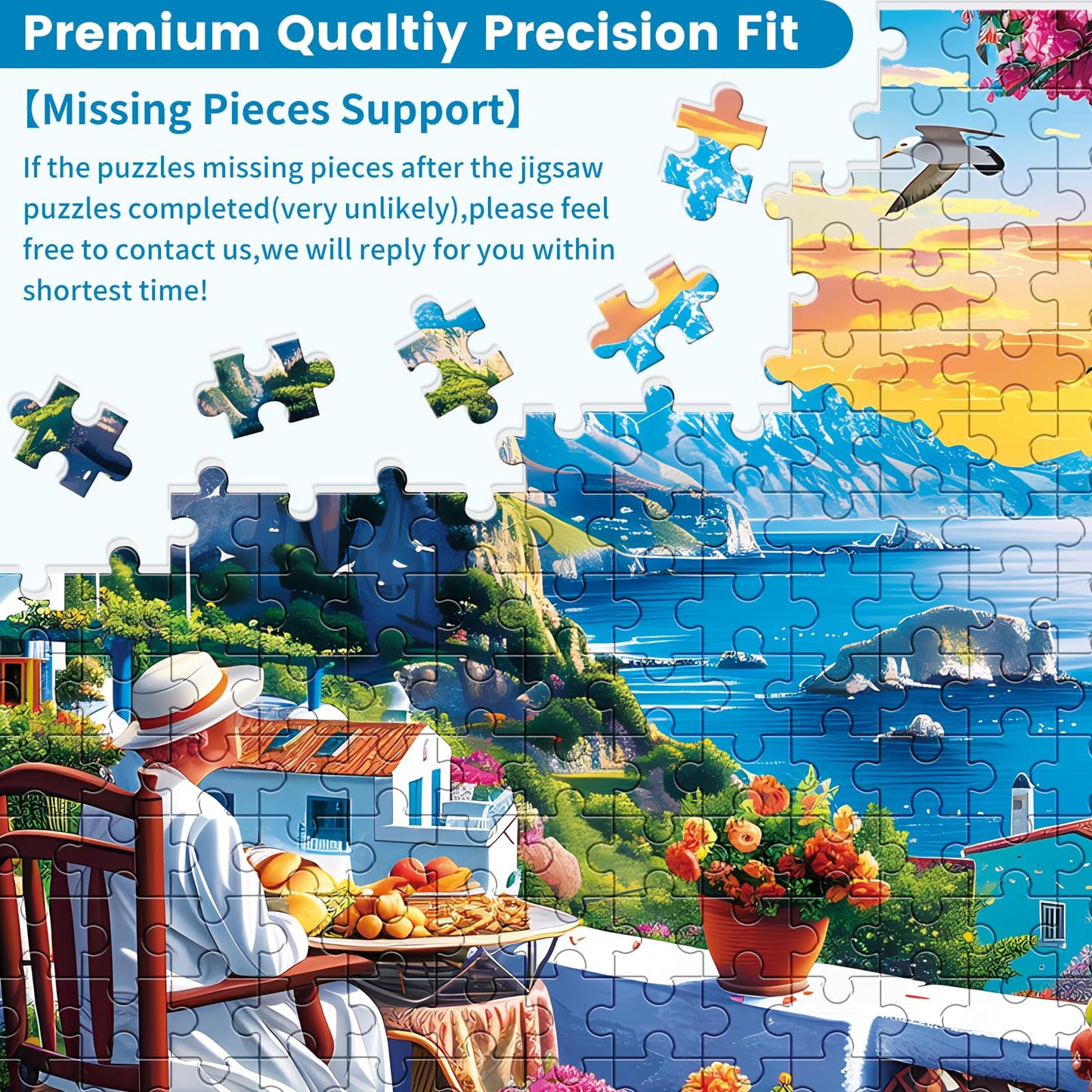 500 Piece Puzzles for Adults, seafront Jigsaw Puzzle, Nature Landscape Jigsaw Puzzle, Creative Games and Holiday Party Gifts, Fun and Challenging Family Games 20.5×15 in