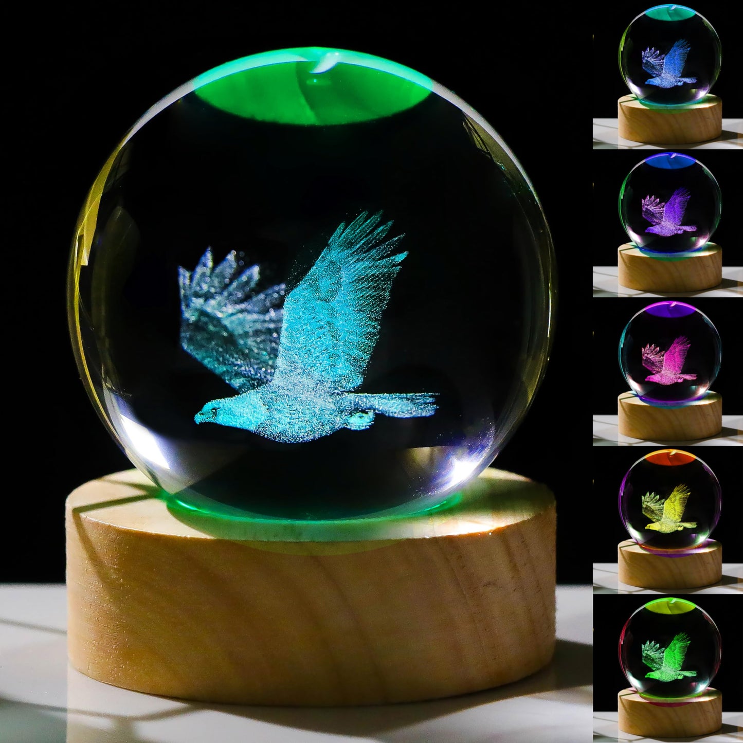 3D Eagle Gifts for Women Crystals Ball 60mm - Eagle Figurines Decor Glass Animals Figurine Eagle Decor Stuff for Room Birthday for Best Friend Eagle Lovers Keepsake Paperweight