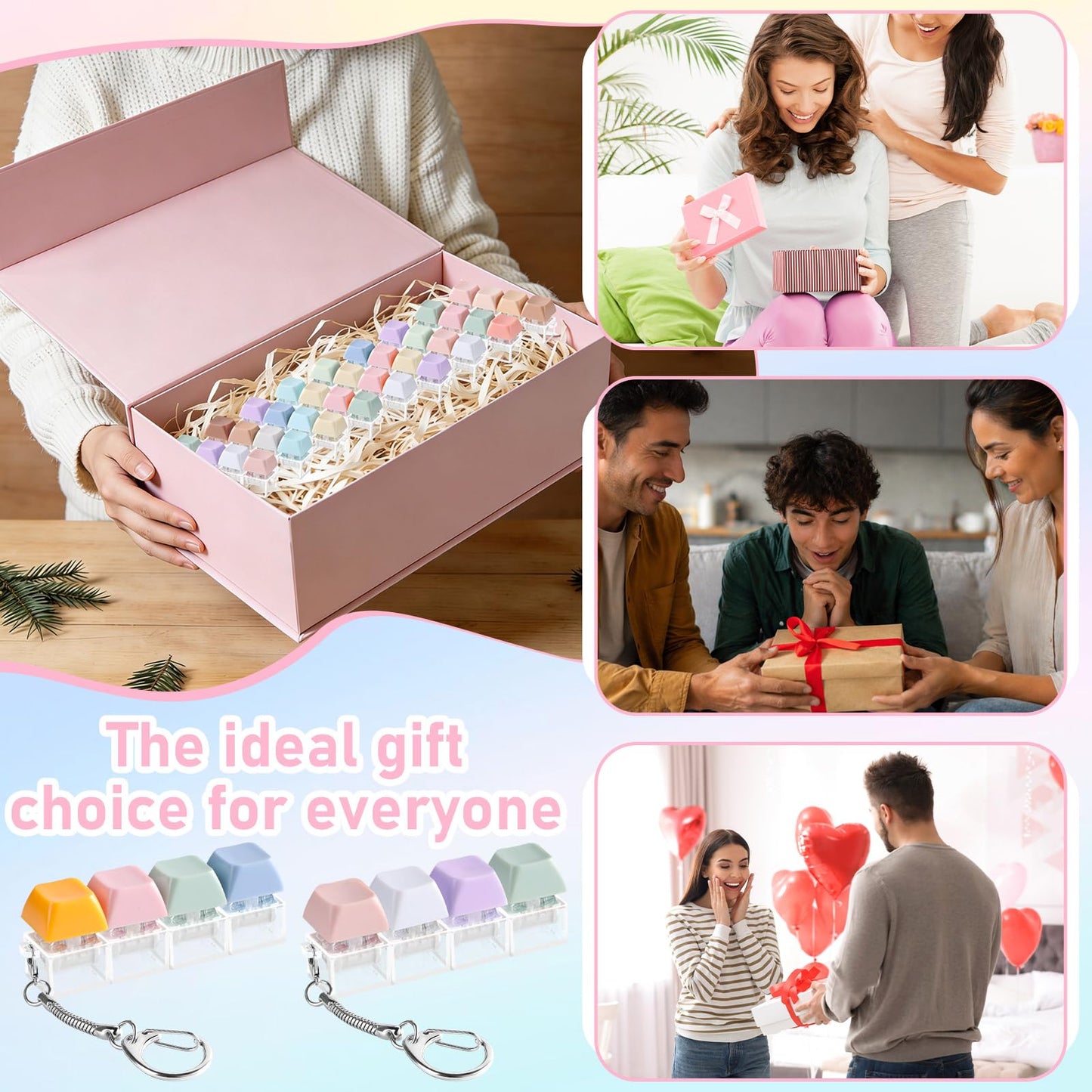 36 Pcs Keyboard Fidget Toys Stress Relief Fidget Clicker Keyboards Set Colorful Keyboard Decompression Toys Button Stress Relief Gifts for Adults to Relieve Stresses Pass Time Party Giveaways Favors