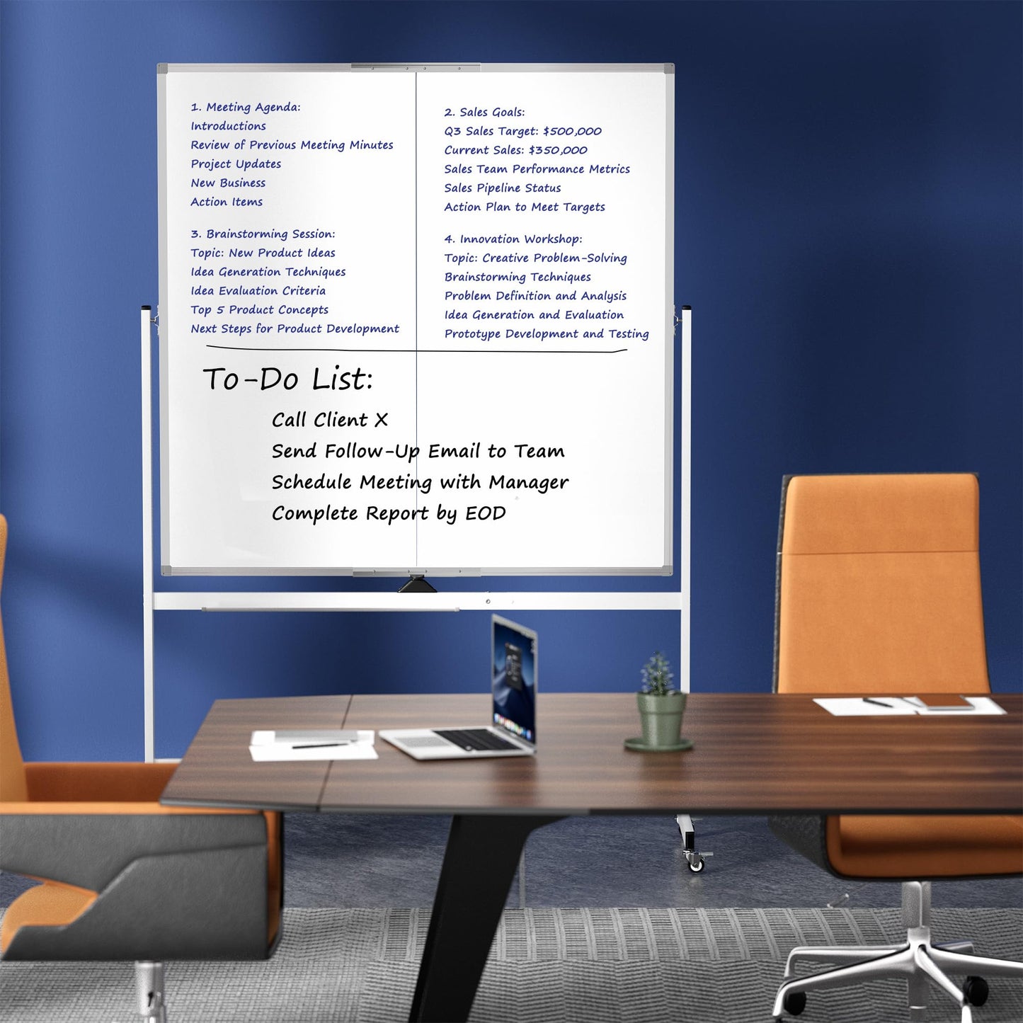 Large Rolling Whiteboard on Wheels, 48" x 48" Double-Sided Mobile White Board with Stand, 4' x 4' Portable Standing Magnetic Dry Erase Board Easel for Home Office Classroom School, Silver