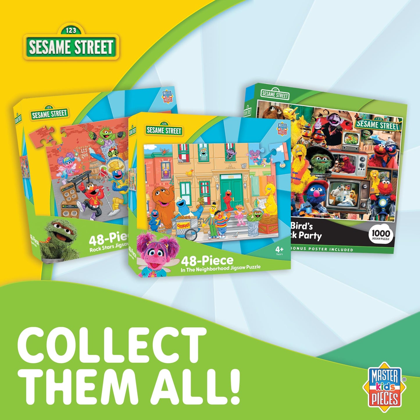 MasterPieces Puzzle Set - 4-Pack 24 Piece Jigsaw Puzzle for Kids - Sesame Street 4-Pack - 8"x10"