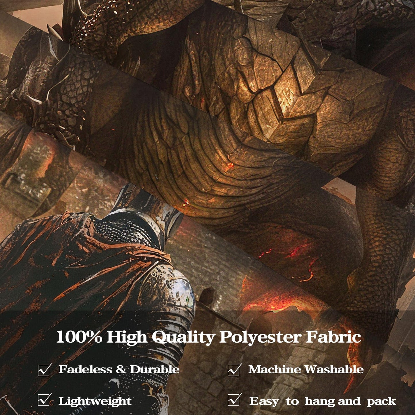 Spenlife Fire Dragon Siege Wall Tapestry, Fantasy Castle Battle Tapestries for Room Decor, Epic Tapestry 60x44 Inch