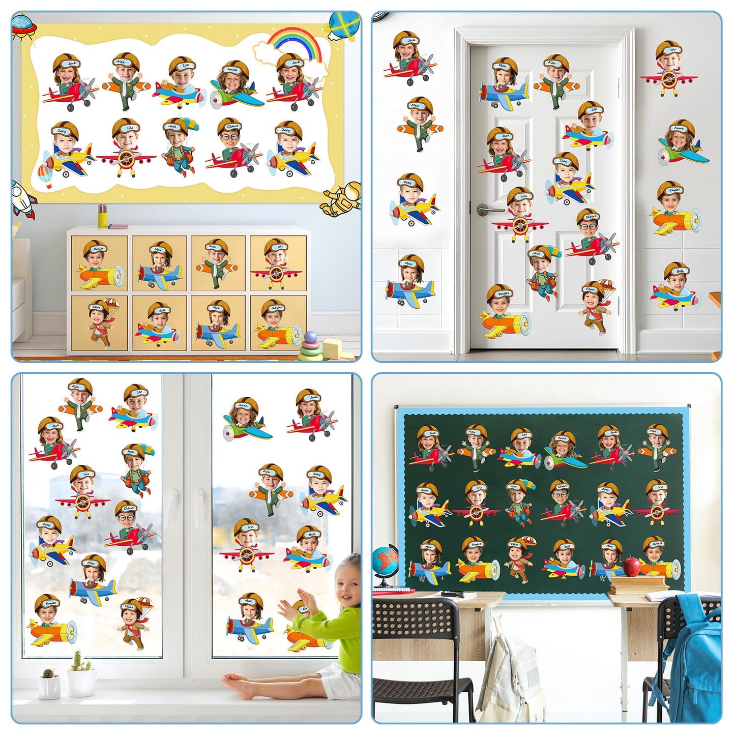 60pcs Pilot Airplane Cutouts Aircraft Bulletin Board Decorations Adventure Travel Theme Paper Cut-Outs Classroom Decorations for Classroom DlY Craft Photo Kindergarten Preschool Wall Door Supplies