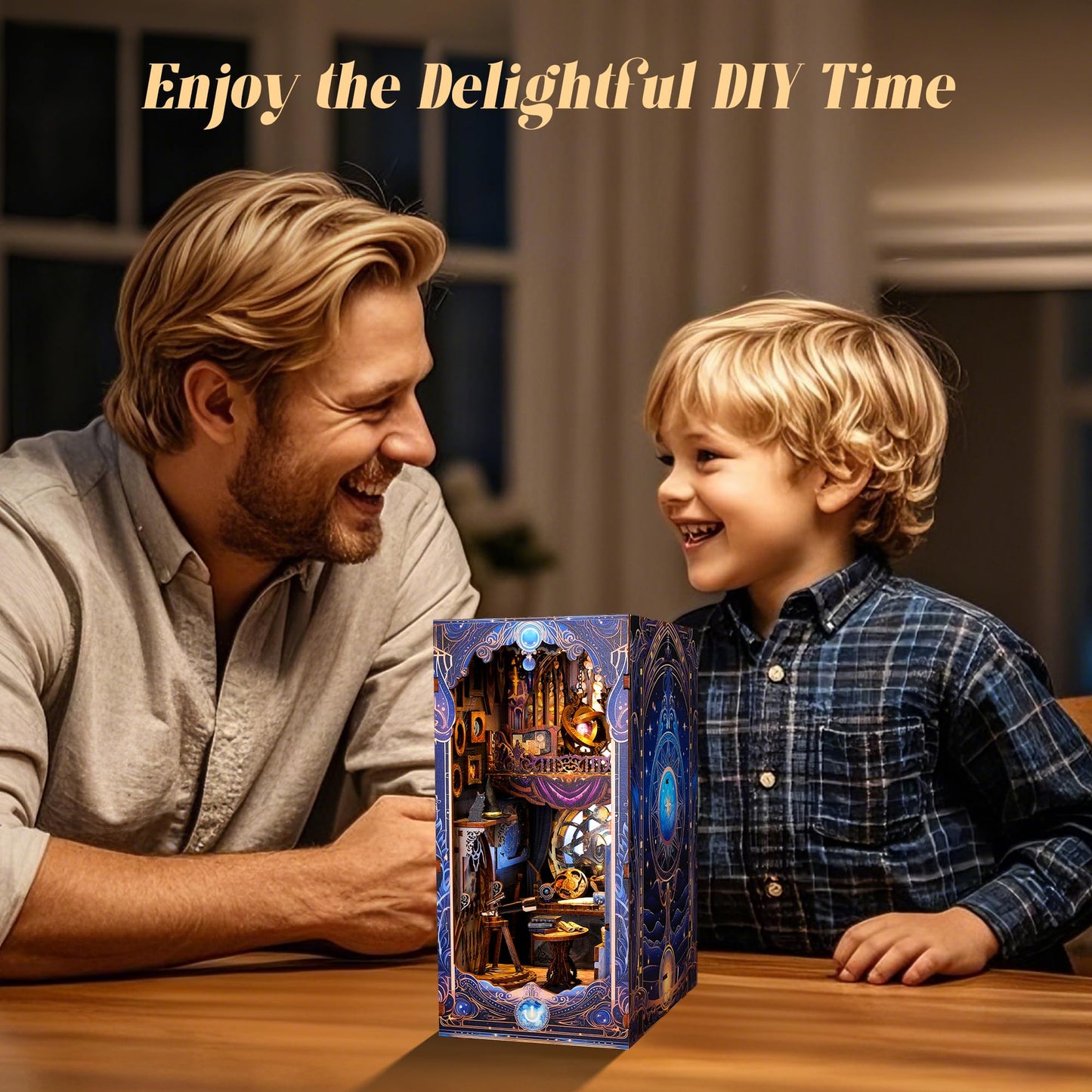 FUNPOLA 3D Wood Puzzle Book Nook Kit, Astrology Star Map Bookshelf Insert with LED Lights, DIY Celestial Miniature Bookend Décor for Display, Unique Craft Gift for Adults and Teens (Astrology)