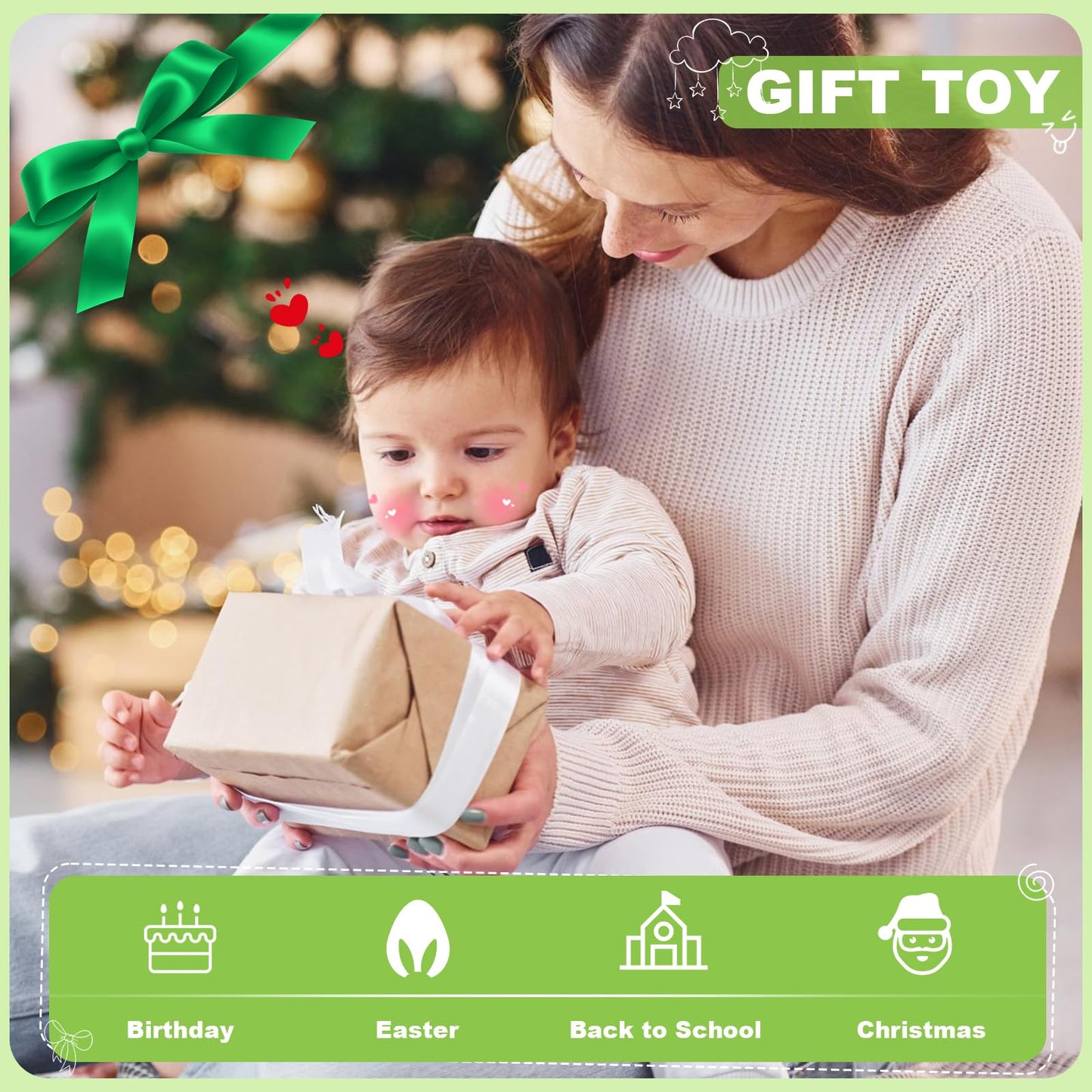Espamig Busy Board Toddler Montessori Led Light Switch Busy Board Autism Sensory Wall Panel Fidget Board Wooden Toys for Toddlers 1-3
