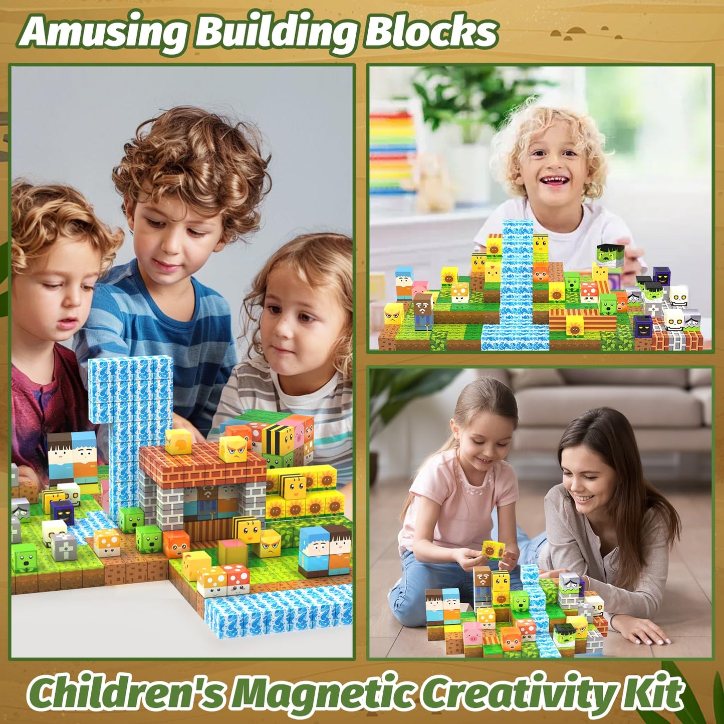 CEMECER Magnetic Blocks, 100PCS 1in Zombie Magnetic Building Blocks Toy for Kids Build Cubes, Stacking Magnetic Tiles, Sensory Montessori Construction Game Toys, Boys Girls Christmas Birthday Gifts.