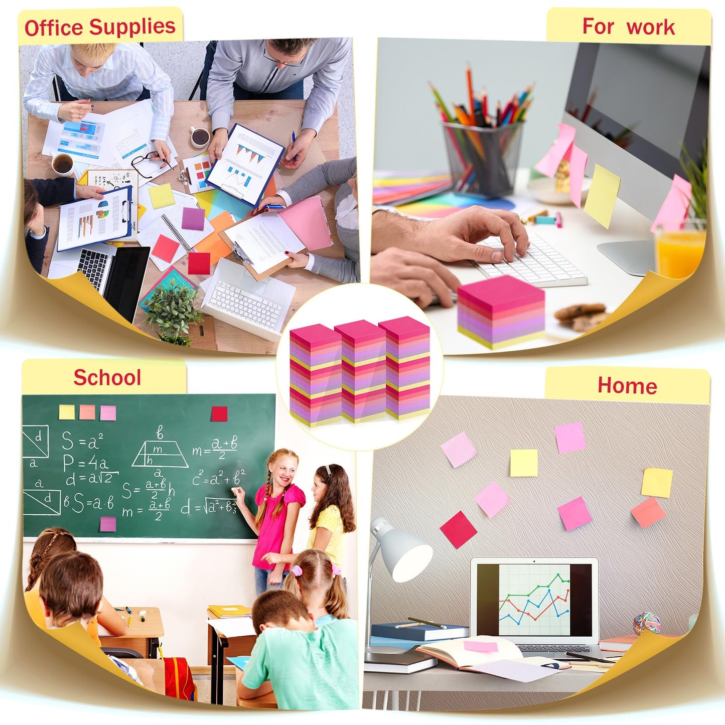 Fainne 120 Pack Sticky Notes Bulk 3 x 3 inch Self Stick Note Pads Multicolor Paper Memo for Office School Supplies Student Teacher Classroom Back to School Essentials, 50 Sheet/Pad(Vivid Color)