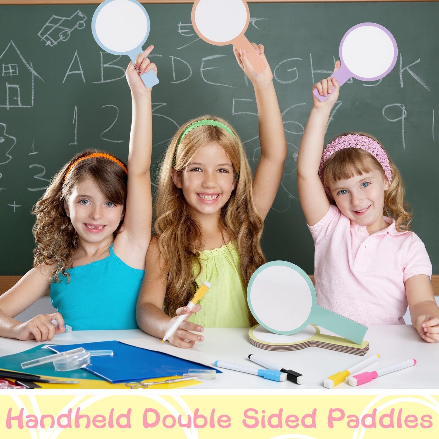30 Sets Dry Erase Answer Paddle with 30 Markers Handheld Double Sided White Boards Colorful Flip Answer Dry Erase Paddles Small White Boards for Learners Teacher Home Classroom Office Supplies