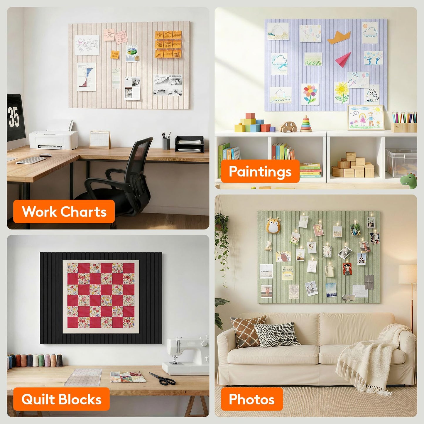 Lifewit Felt Slatted Bulletin Board, 12 Pack Self-Adhesive Panel, 48"x 36" Total Size, Cork Board Alternative, Pin Message Board with 30 Pushpins for Room and Office Decor, Home, Dorm, Purple